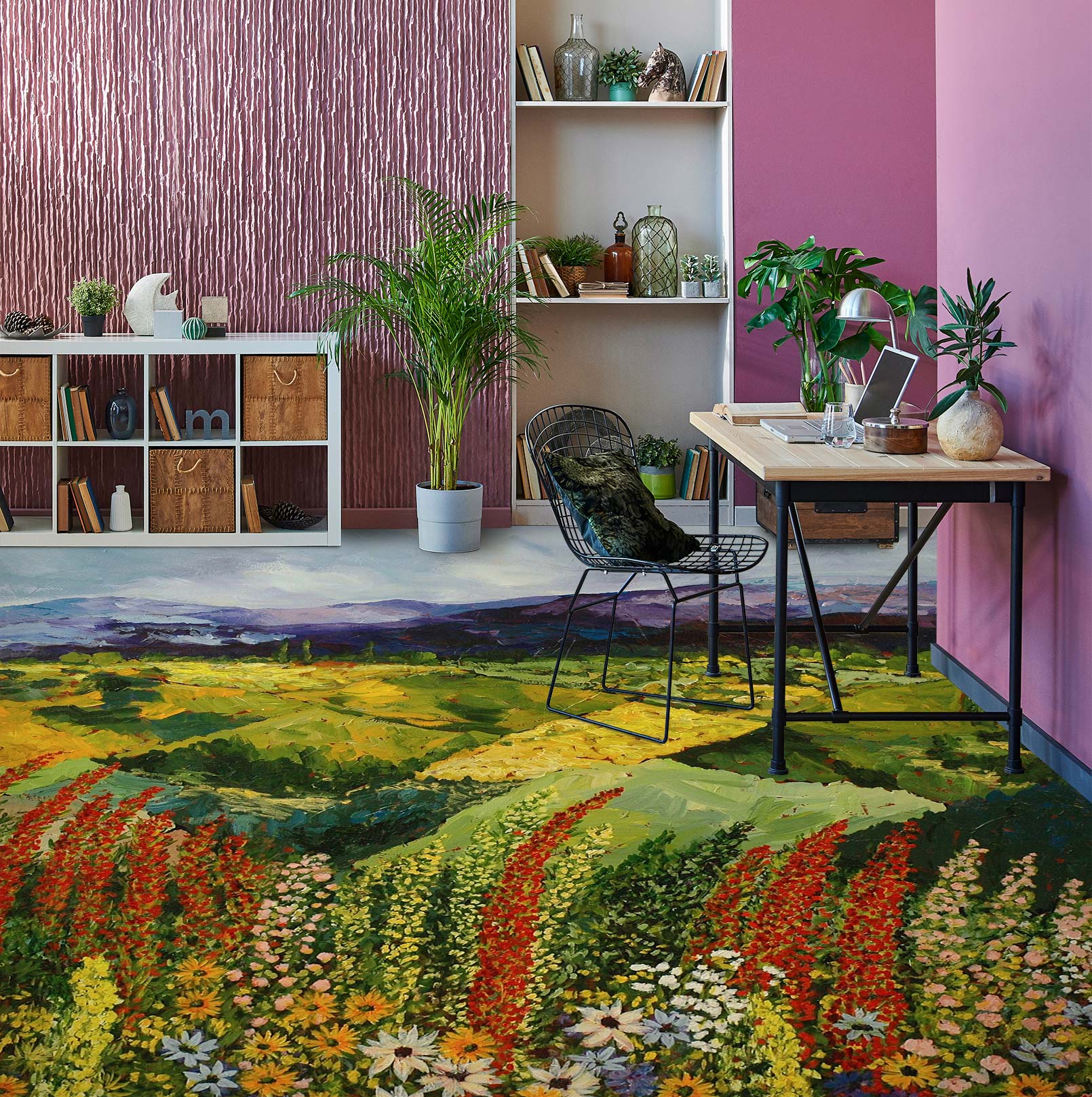3D Lawn Hillside Flowers 9540 Allan P. Friedlander Floor Mural