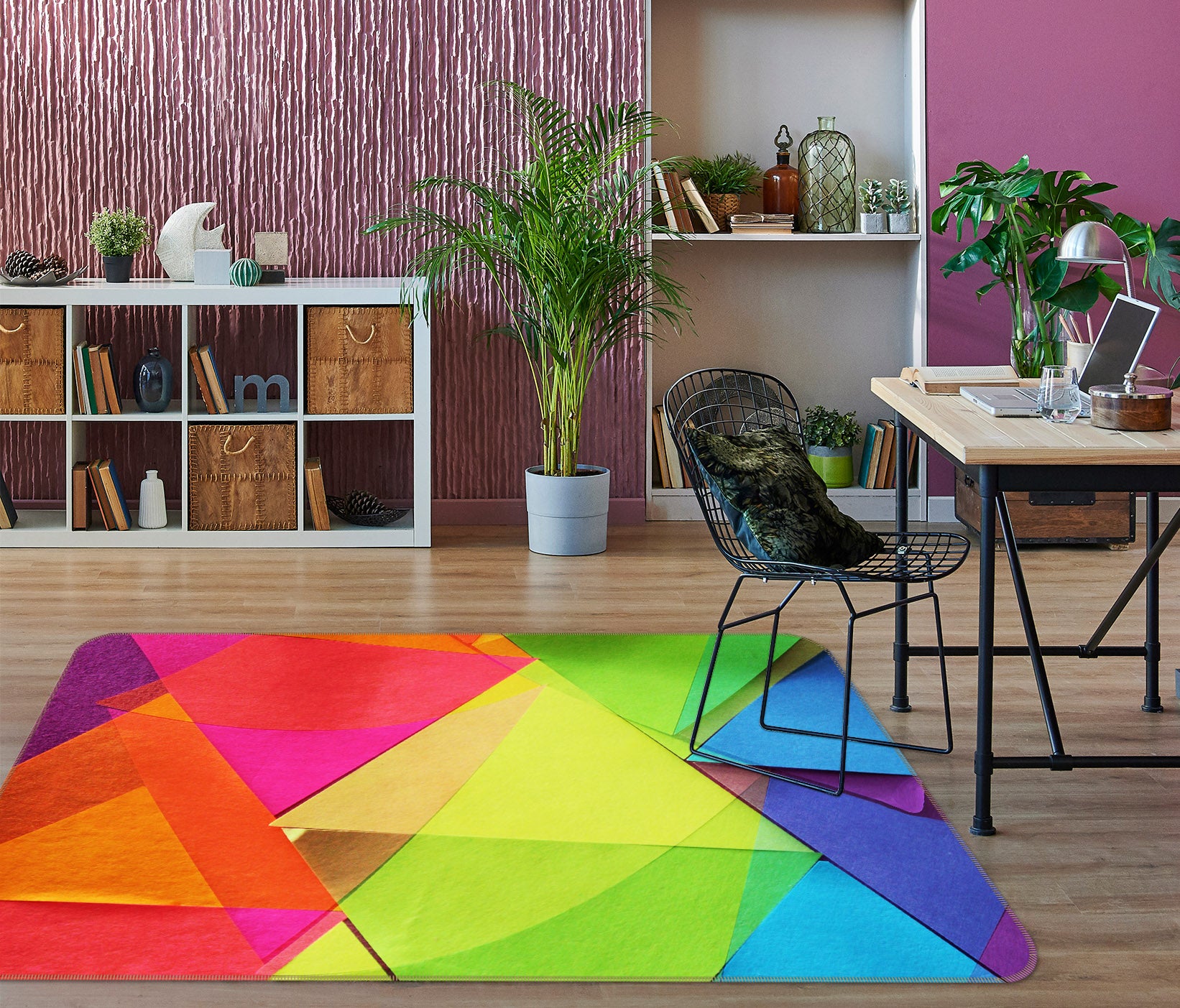 3D Colored Triangle 70057 Shandra Smith Rug Non Slip Rug Mat