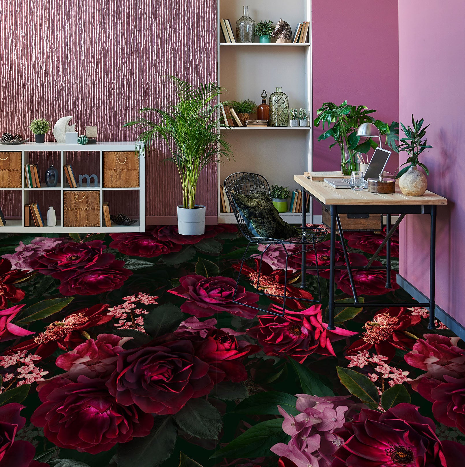 3D Rose Red Clump 99226 Uta Naumann Floor Mural