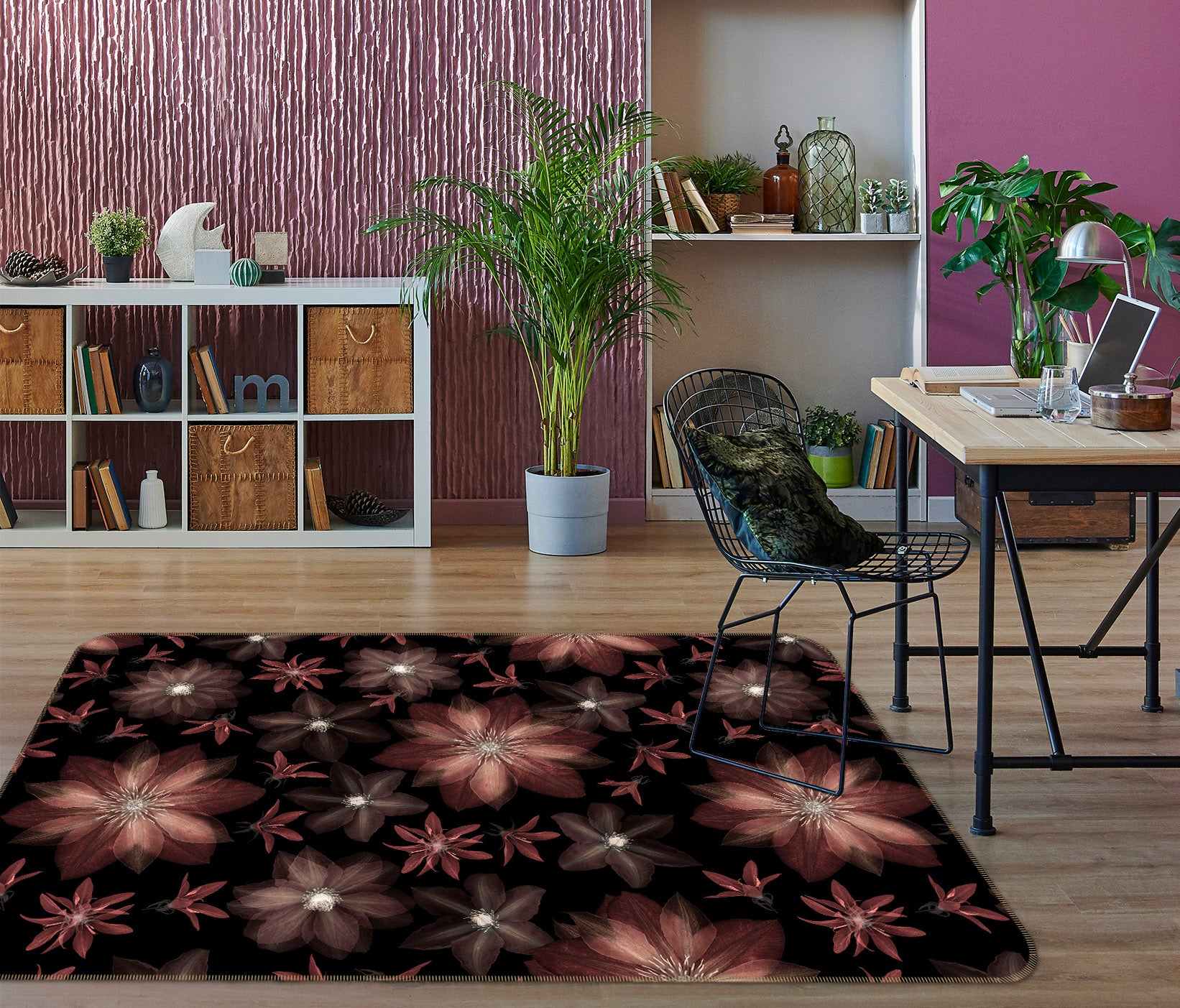 3D Transparent Flower 179 Assaf Frank Rug Non Slip Rug Mat