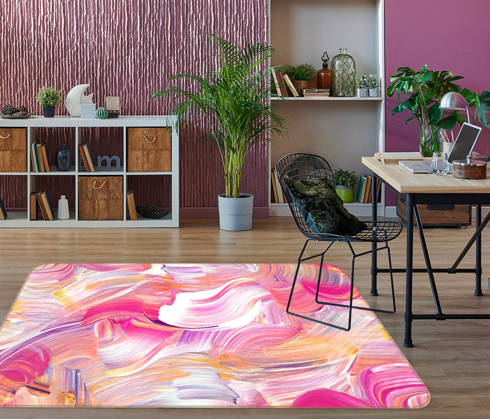 3D Pink Color 30196 Non Slip Rug Mat