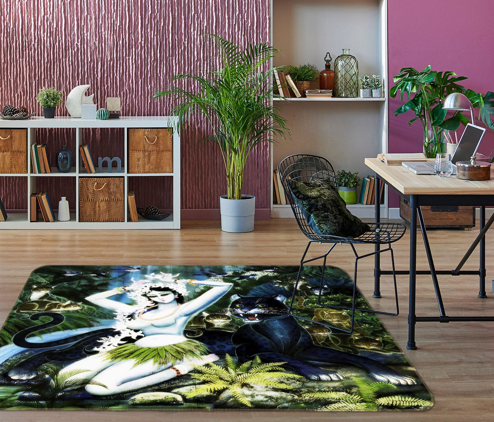 3D Female Panther 33147 Non Slip Rug Mat