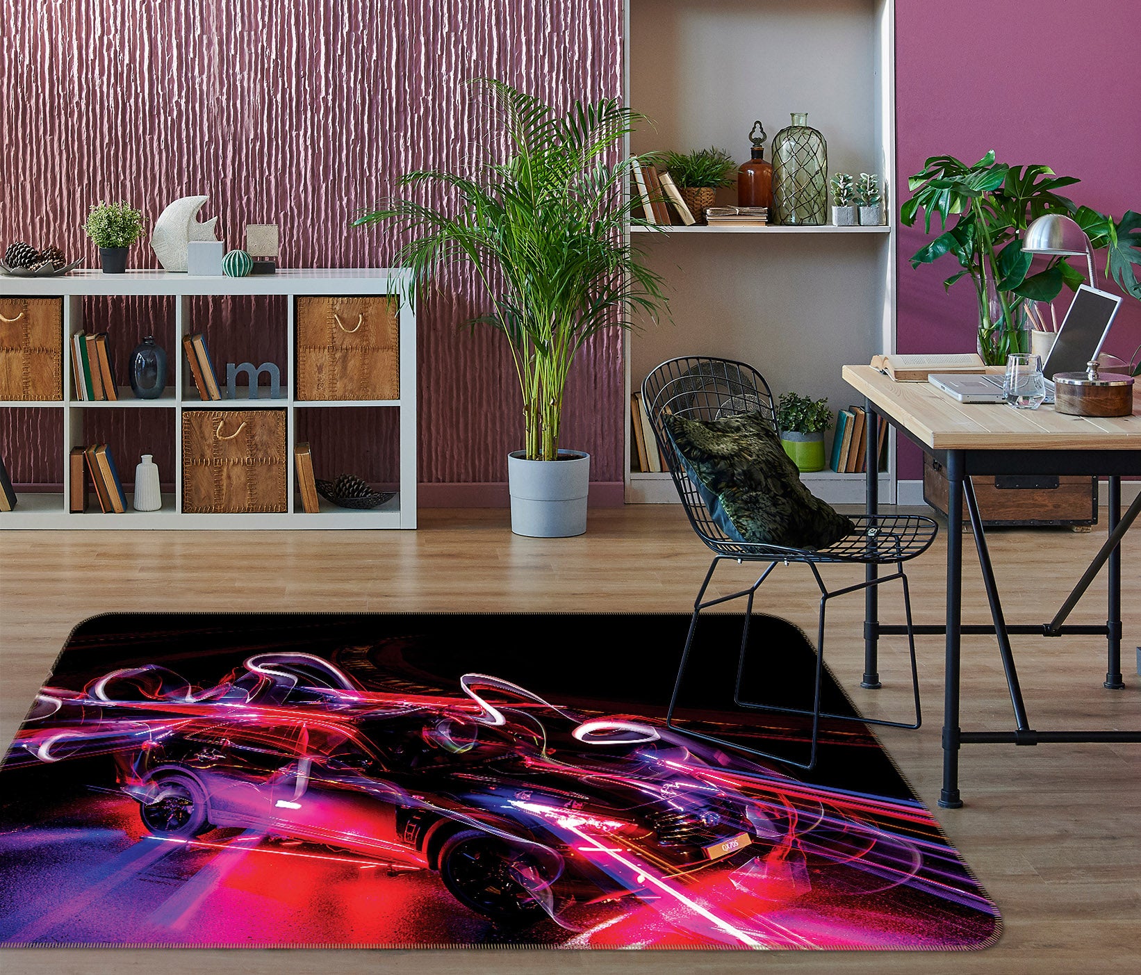 3D Red Light Car 68073 Vehicle Non Slip Rug Mat