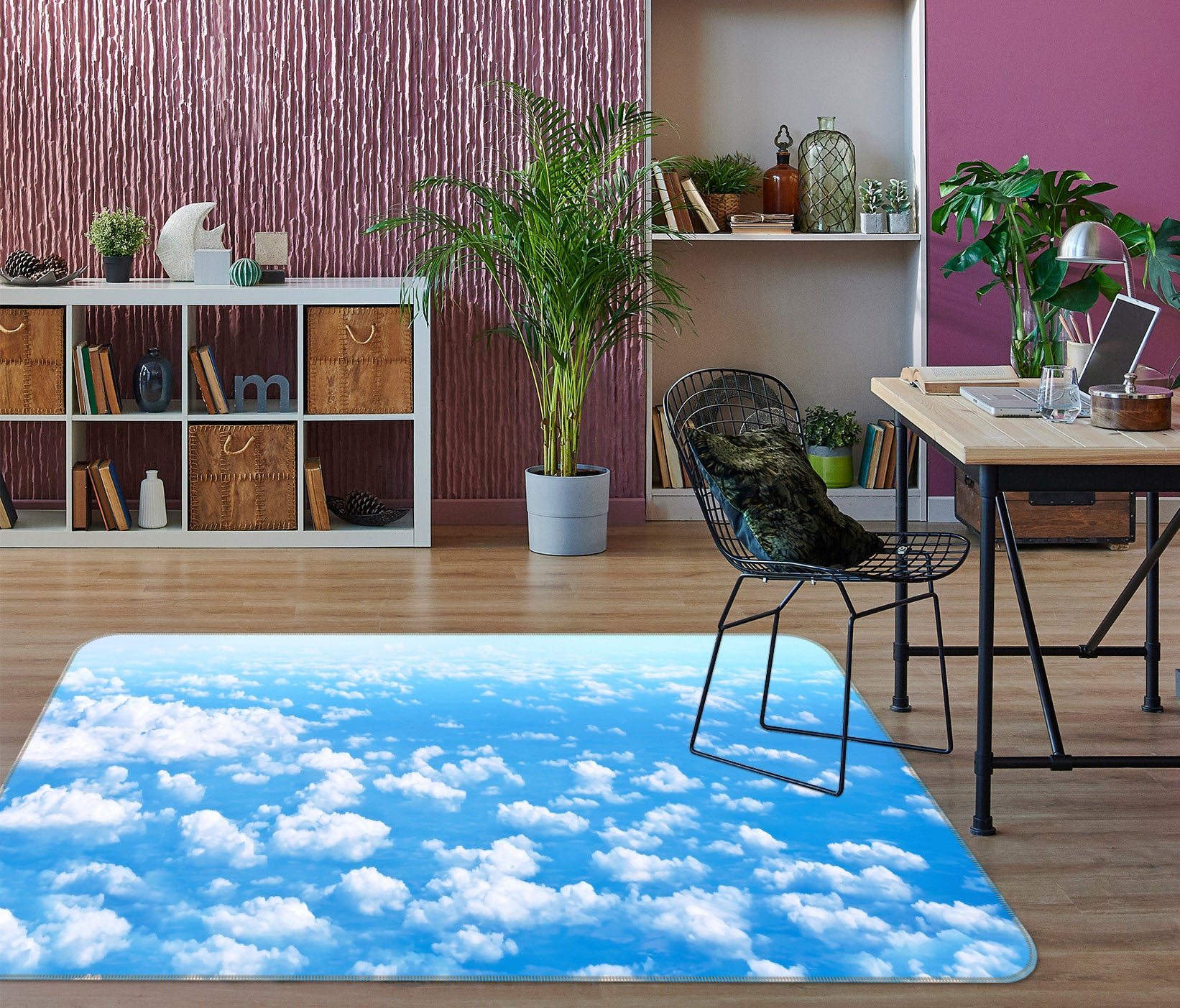 3D Blue Sky White Clouds 65139 Non Slip Rug Mat