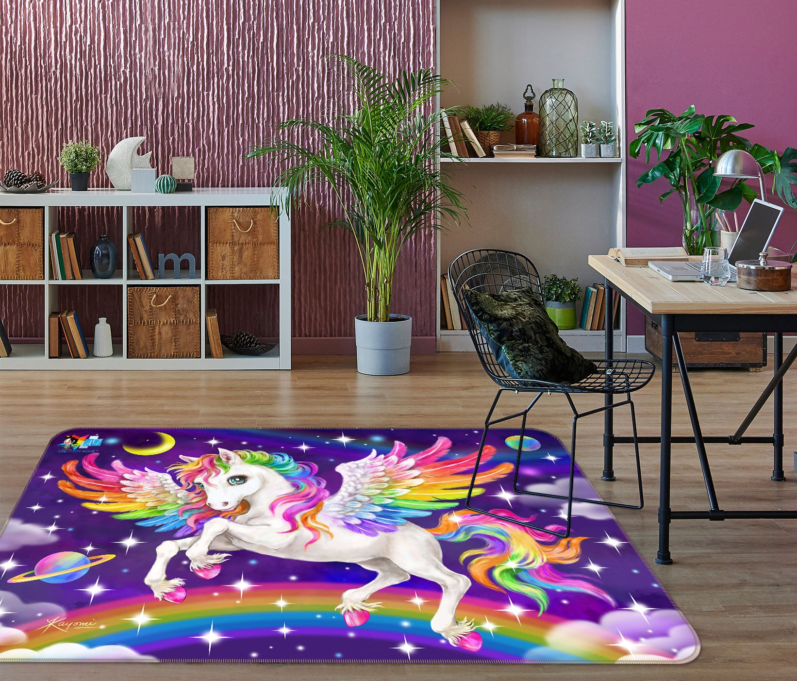 3D Unicorn Wings 5626 Kayomi Harai Rug Non Slip Rug Mat