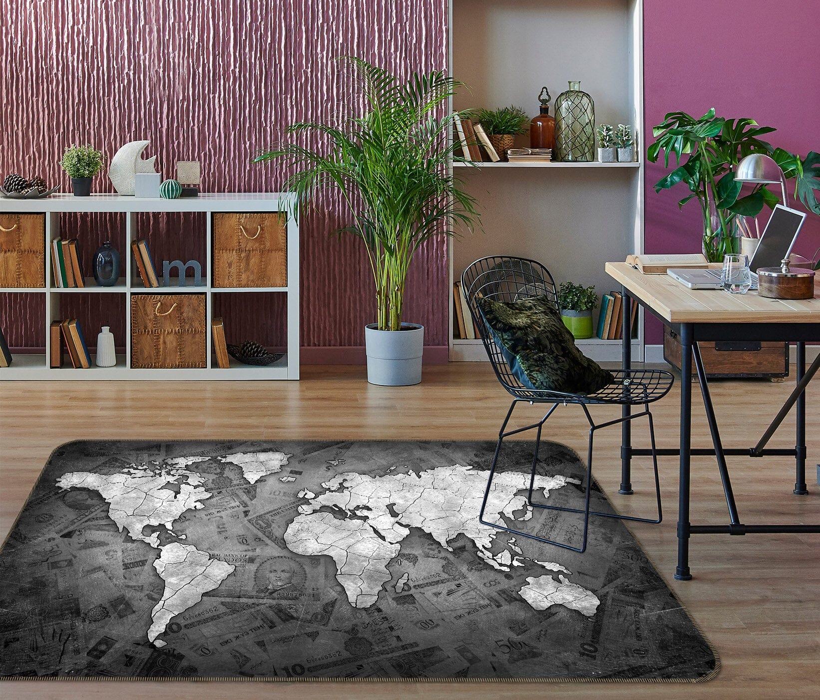 3D Grey Ocean 2009 World Map Non Slip Rug Mat Mat AJ Creativity Home 