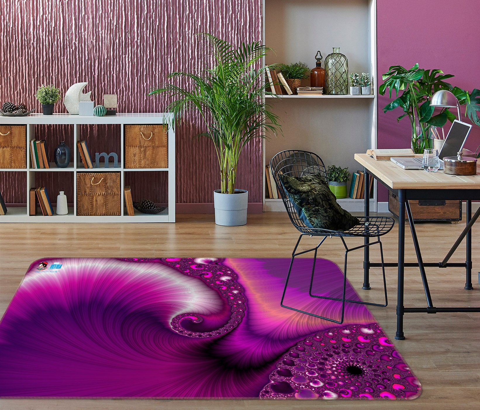 3D Fuchsia Pattern 83041 Andrea haase Rug Non Slip Rug Mat