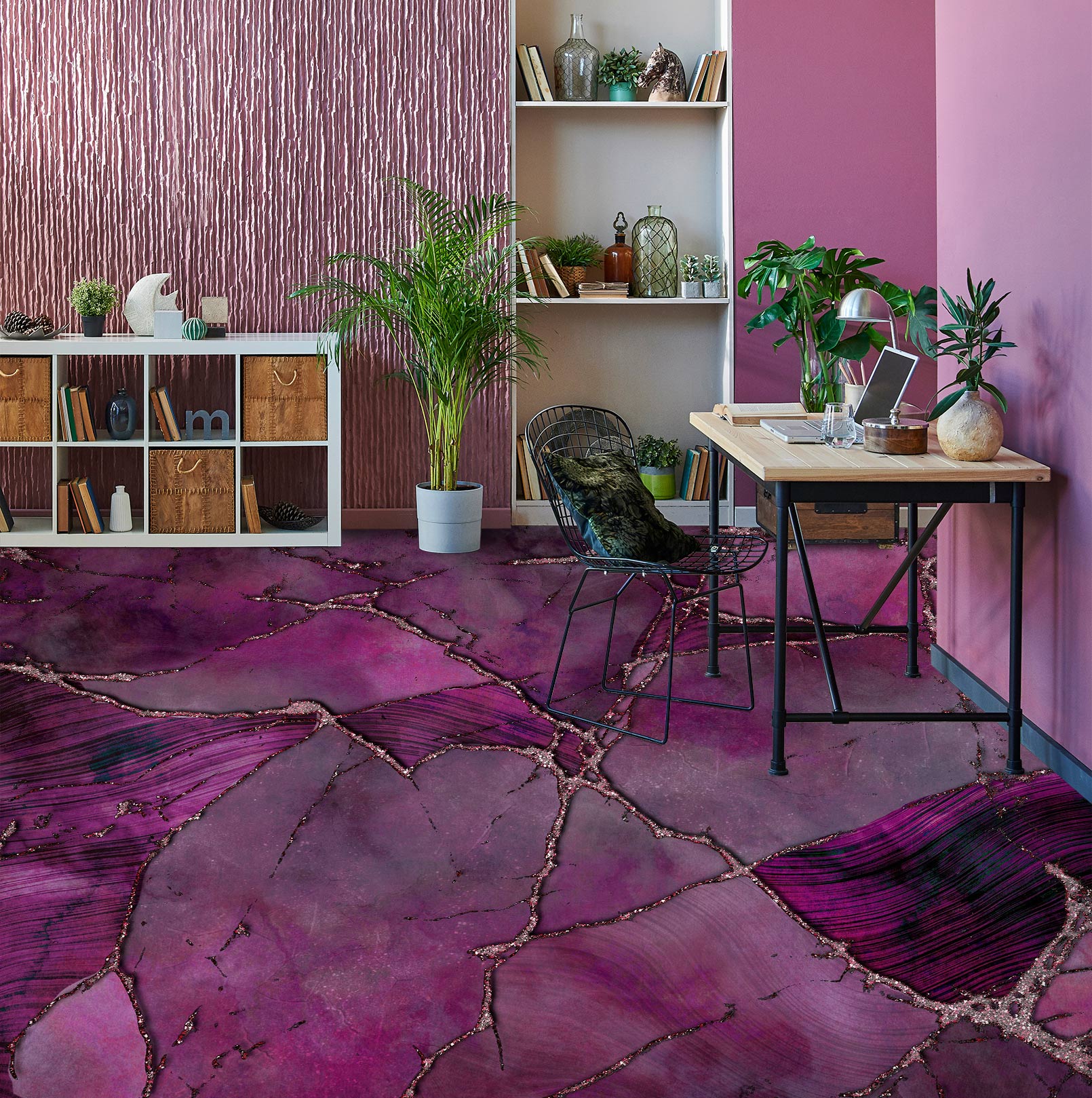 3D Fuchsia Pattern Crack 102141 Andrea Haase Floor Mural