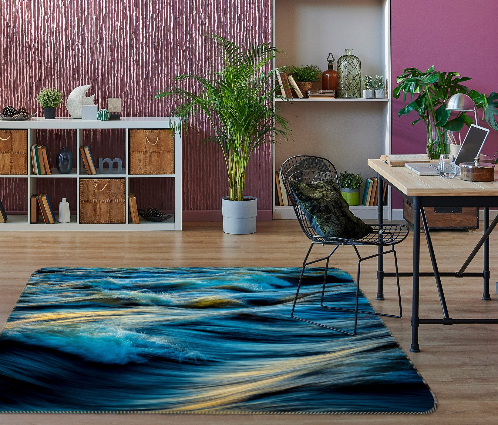 3D Sea Waves 65105 Non Slip Rug Mat