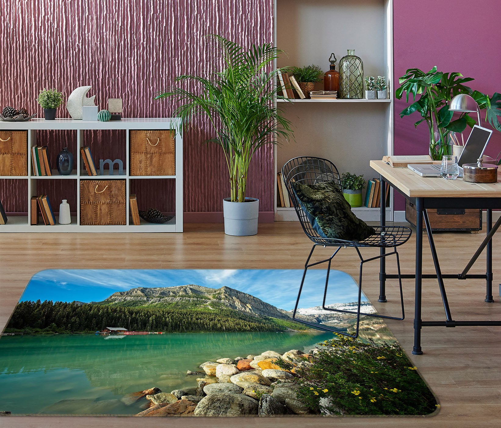 3D Lake Louise Wildflowers 84066 Kathy Barefield Rug Non Slip Rug Mat