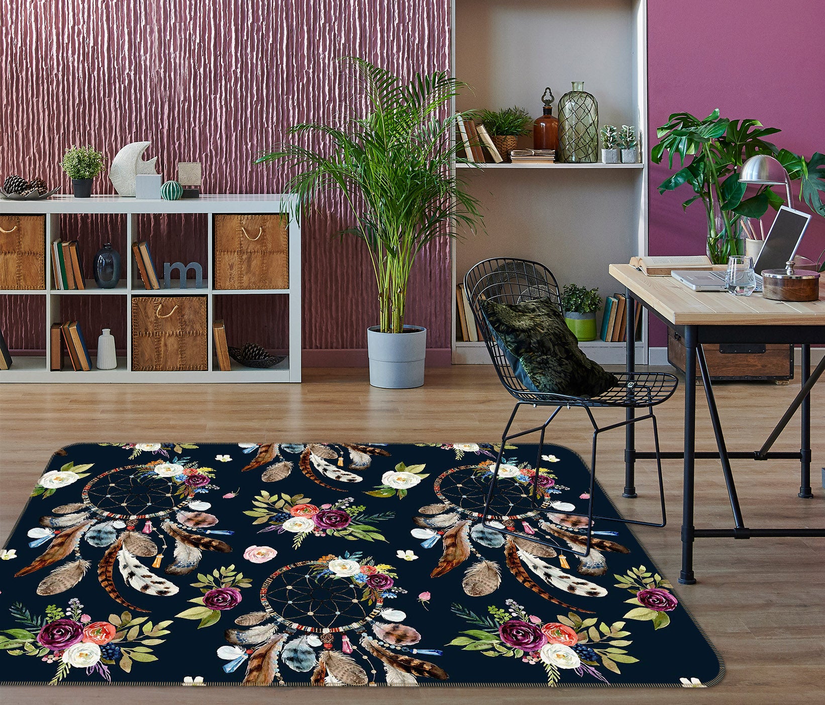 3D Dream Catcher Black 37053 Non Slip Rug Mat