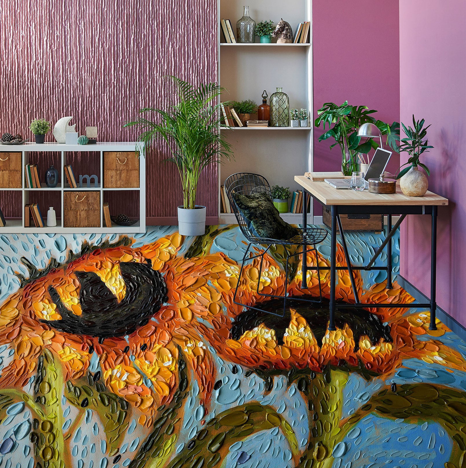 3D Sunflower 102167 Dena Tollefson Floor Mural