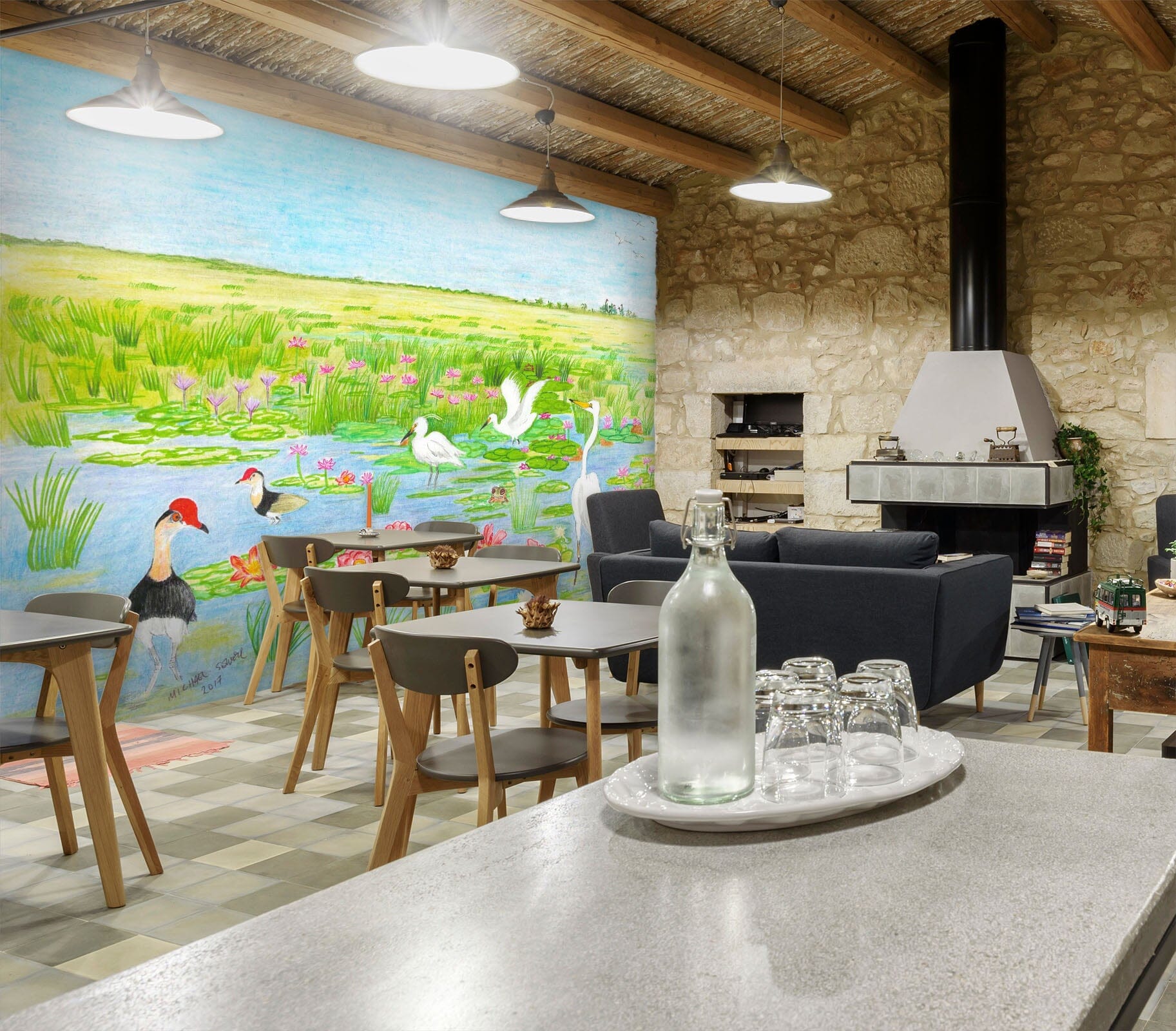 3D Spring Pond 1407 Michael Sewell Wall Mural Wall Murals Wallpaper AJ Wallpaper 2 