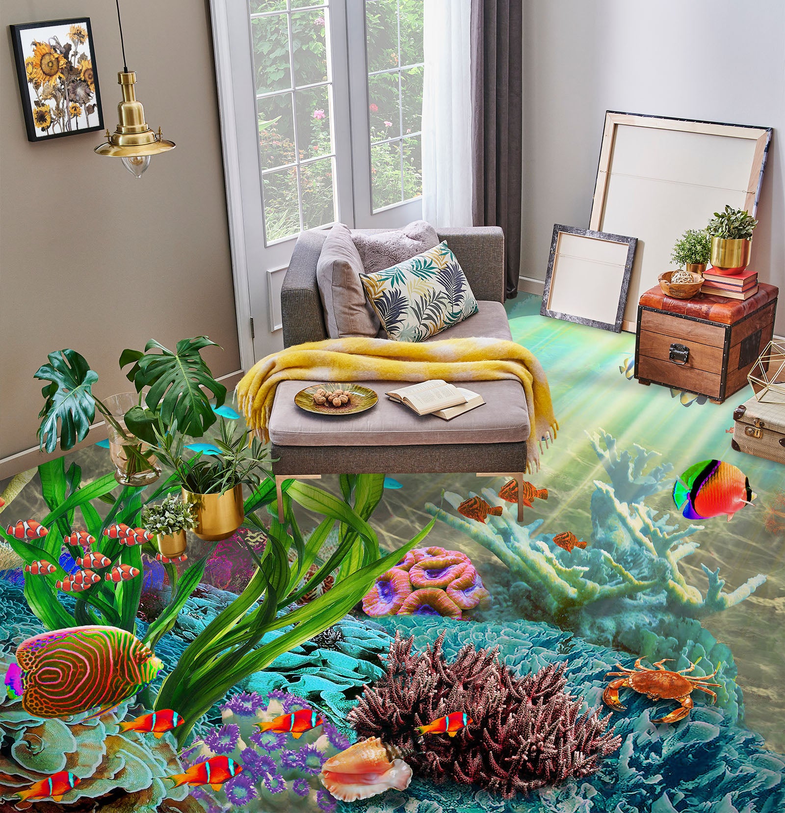 3D Sunshine Coral Fish 96214 Adrian Chesterman Floor Mural