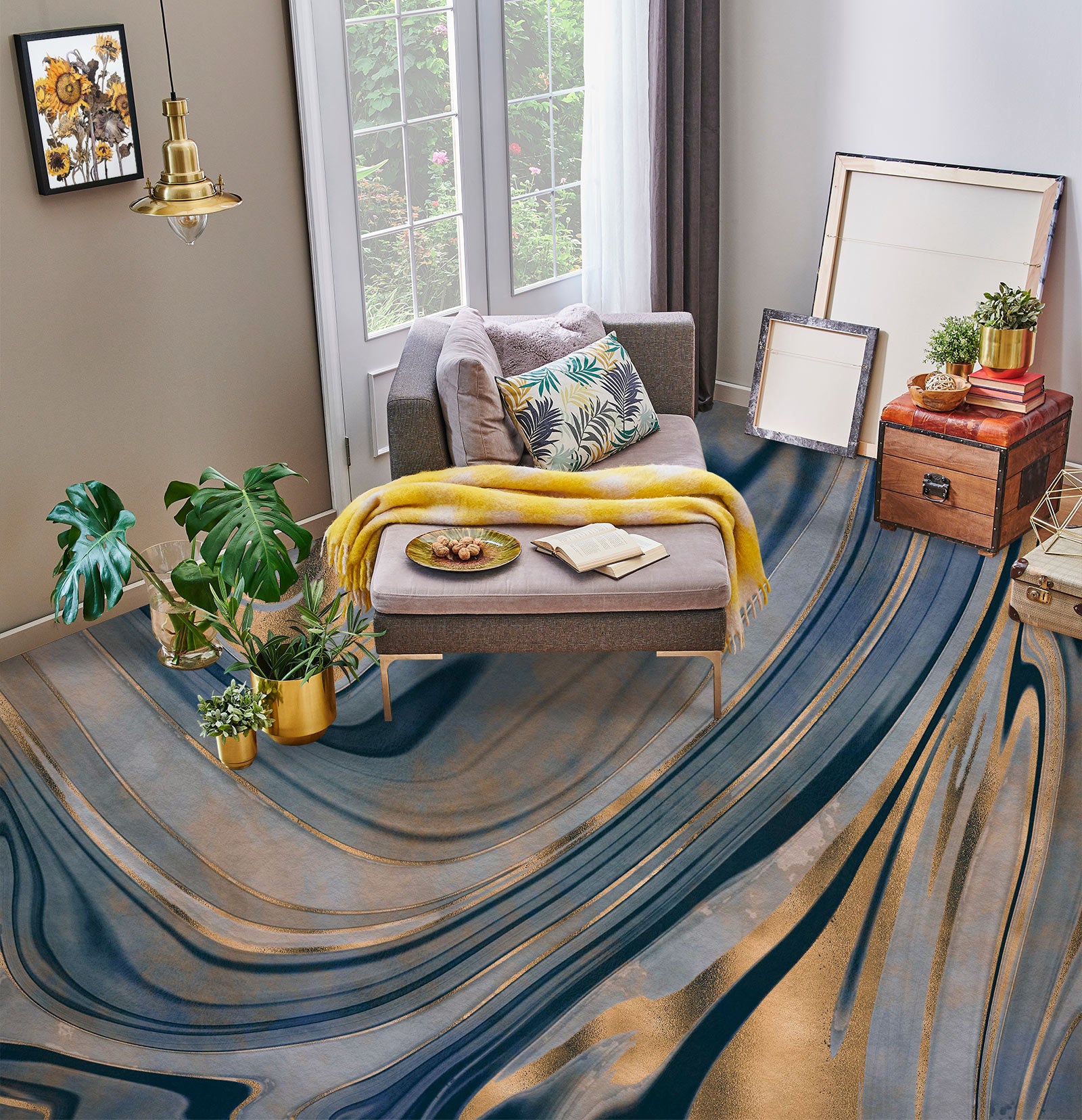 3D Brown Stripes Pattern 102127 Andrea Haase Floor Mural