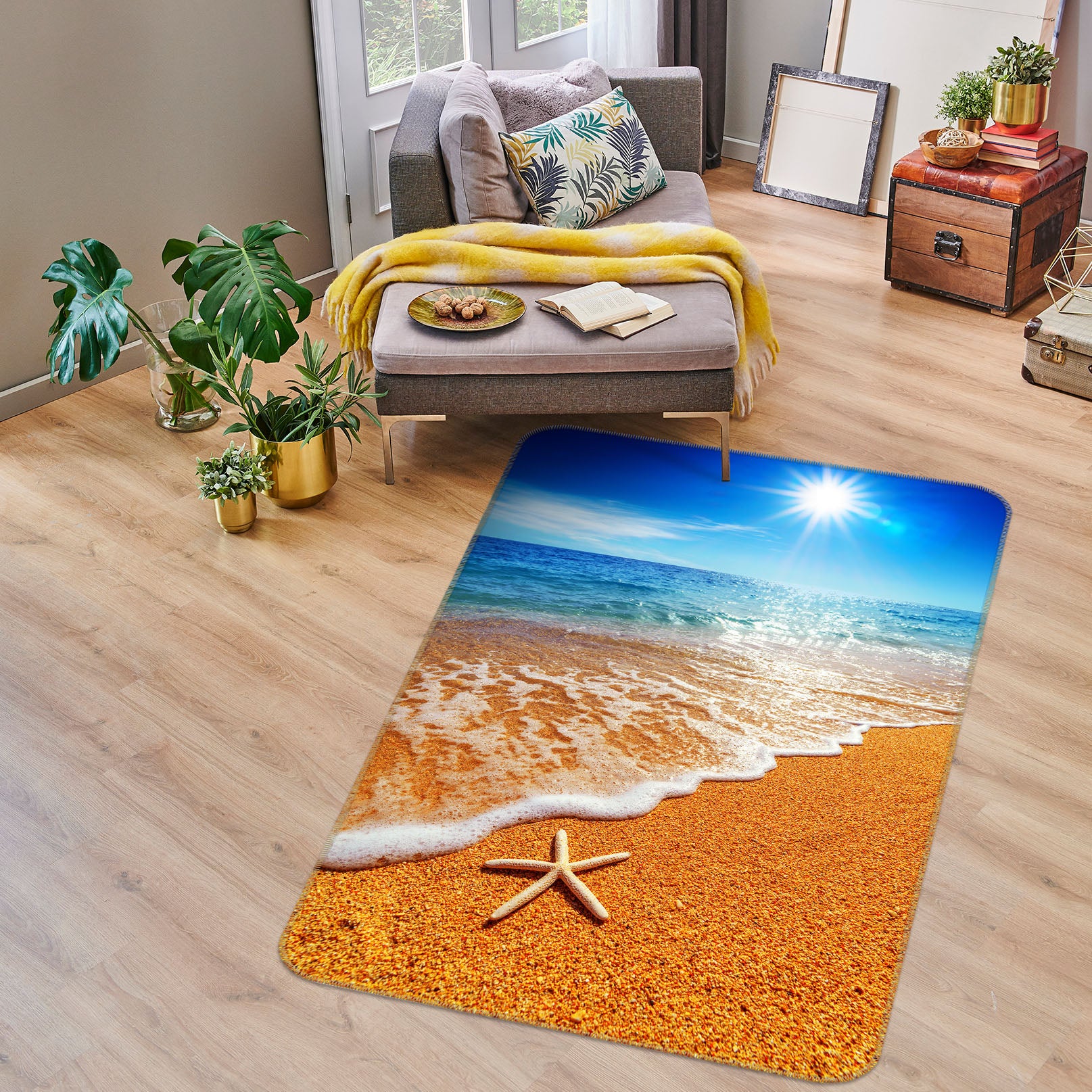 3D Seaside Starfish 36089 Non Slip Rug Mat
