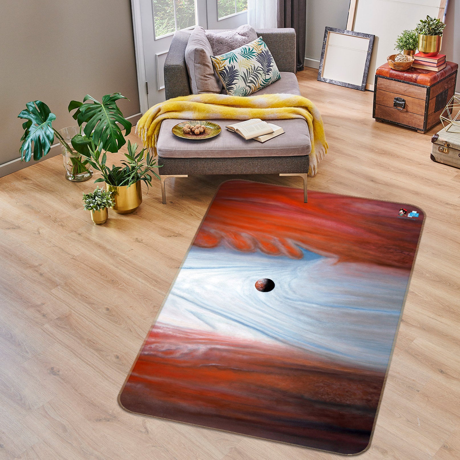 3D Red White Pattern 11158 Matthew Holden Bates Rug Non Slip Rug Mat