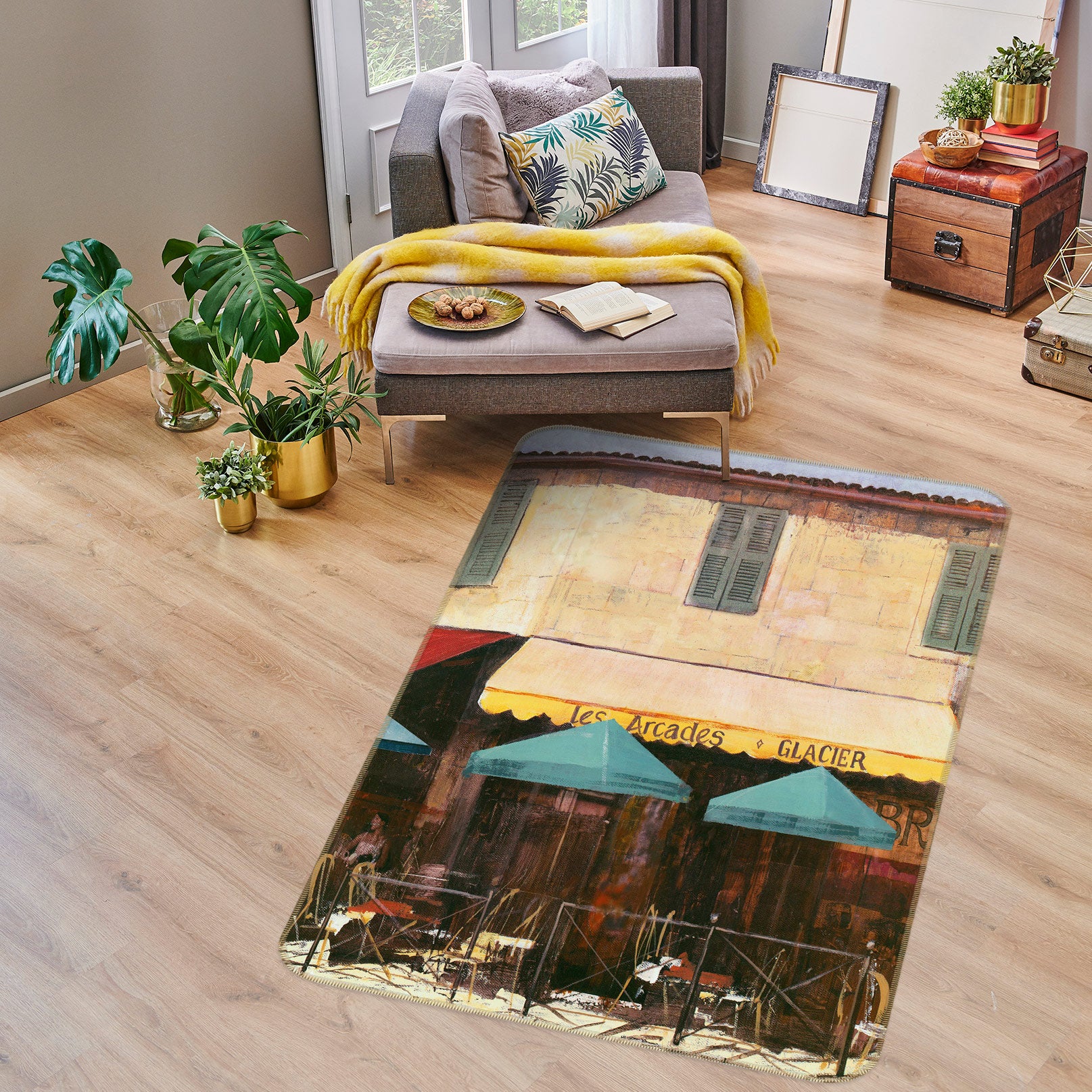 3D Shop Blue Umbrella 76140 Non Slip Rug Mat