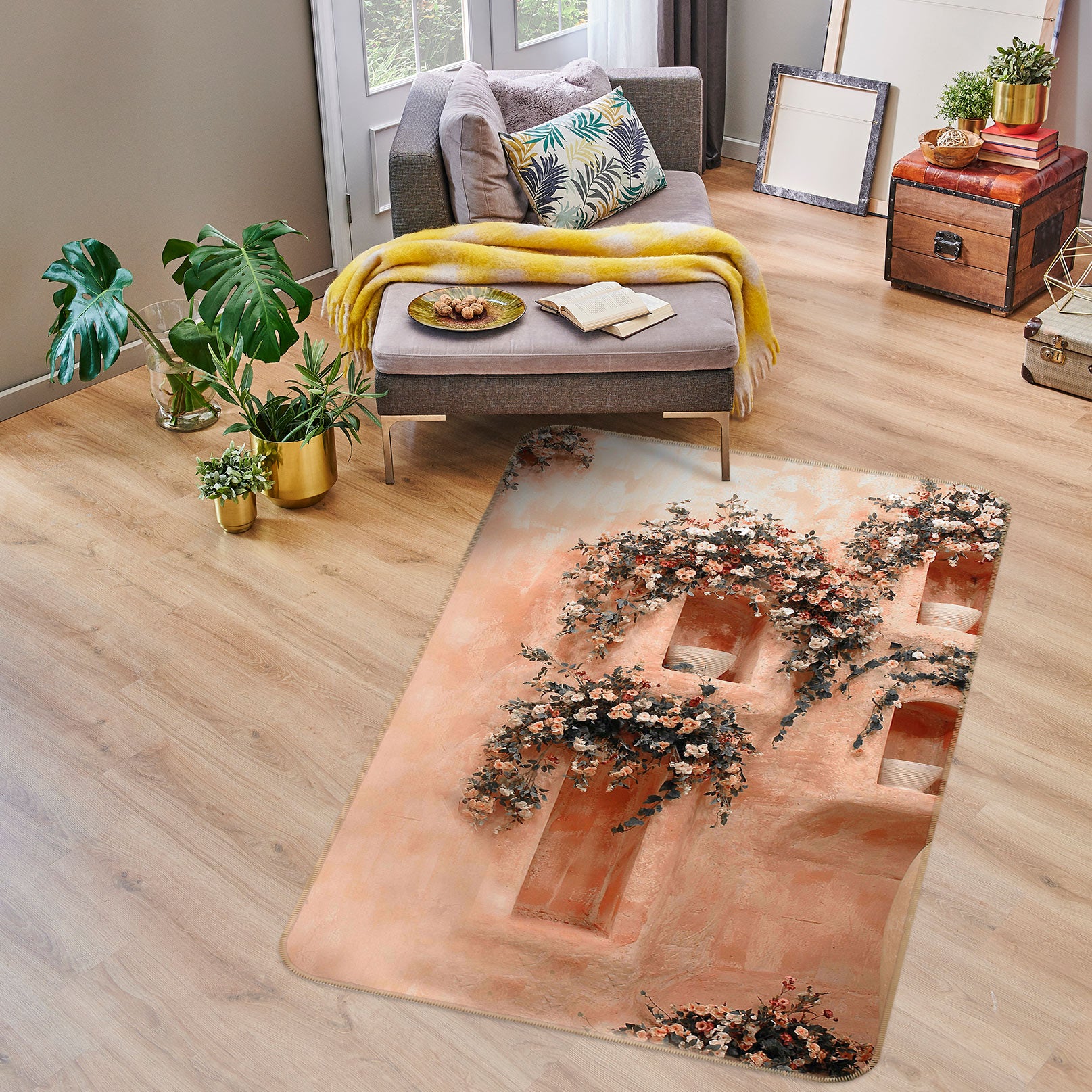 3D Flower Doors Windows 76085 Non Slip Rug Mat