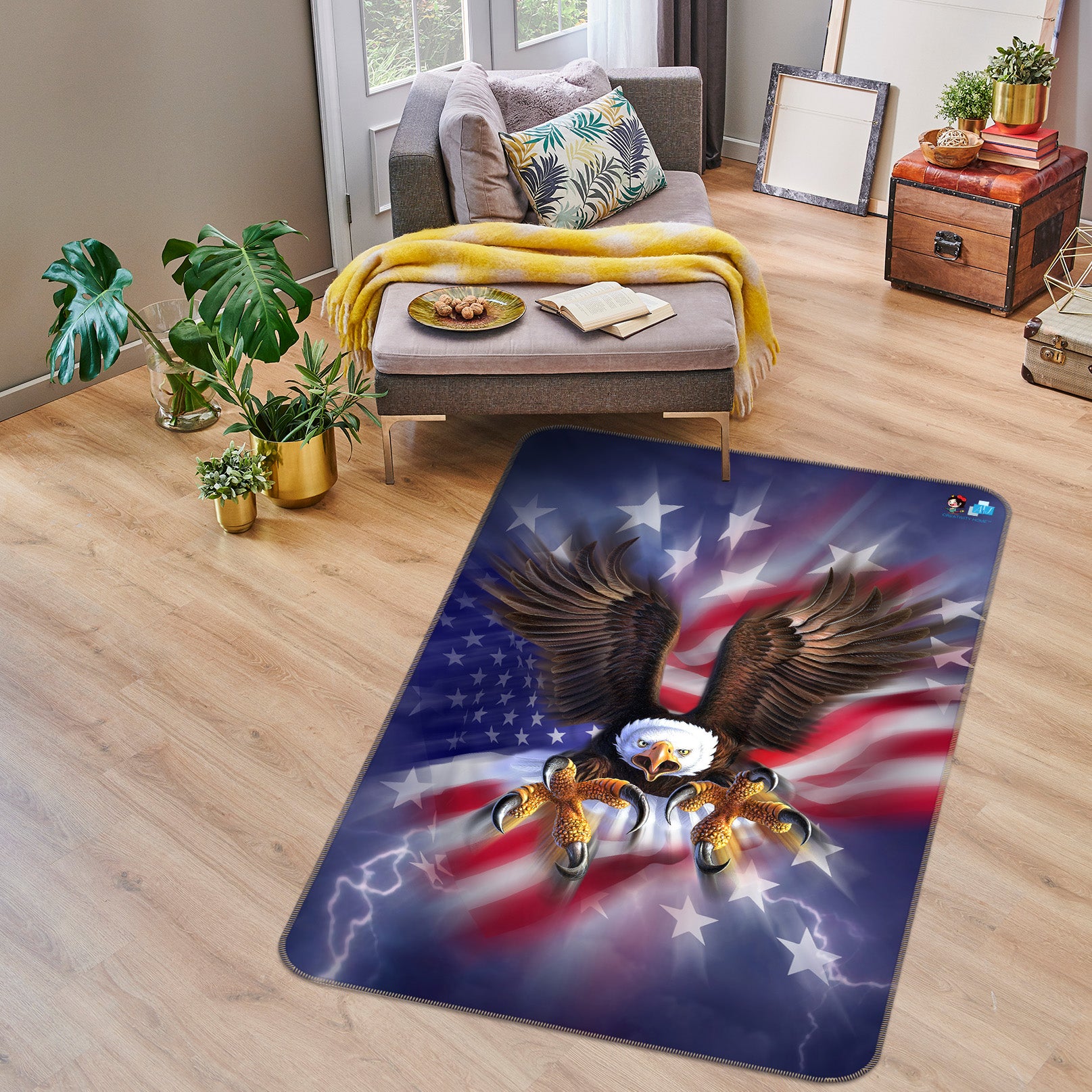 3D Patriotic Eagle 85085 Jerry LoFaro Rug Non Slip Rug Mat