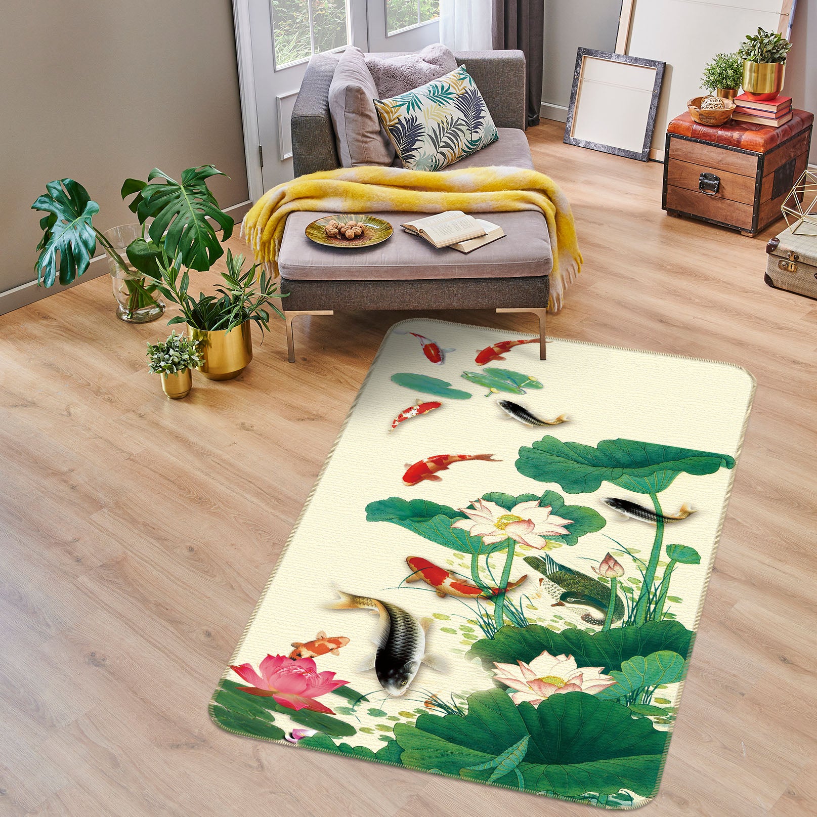 3D Lotus Leaf Fish 32097 Non Slip Rug Mat