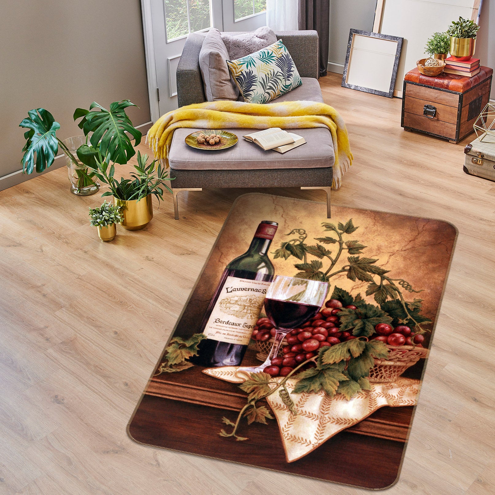 3D Red Wine Fruit 32208 Non Slip Rug Mat