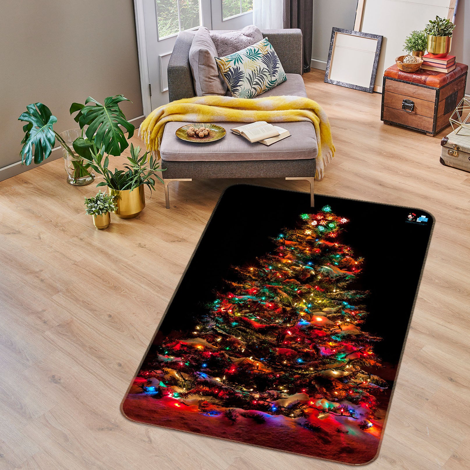 3D Colorful Tree 55137 Christmas Non Slip Rug Mat Xmas