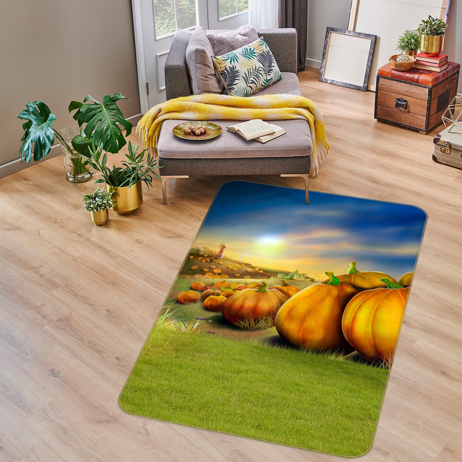 3D Grass Pumpkin 76067 Non Slip Rug Mat