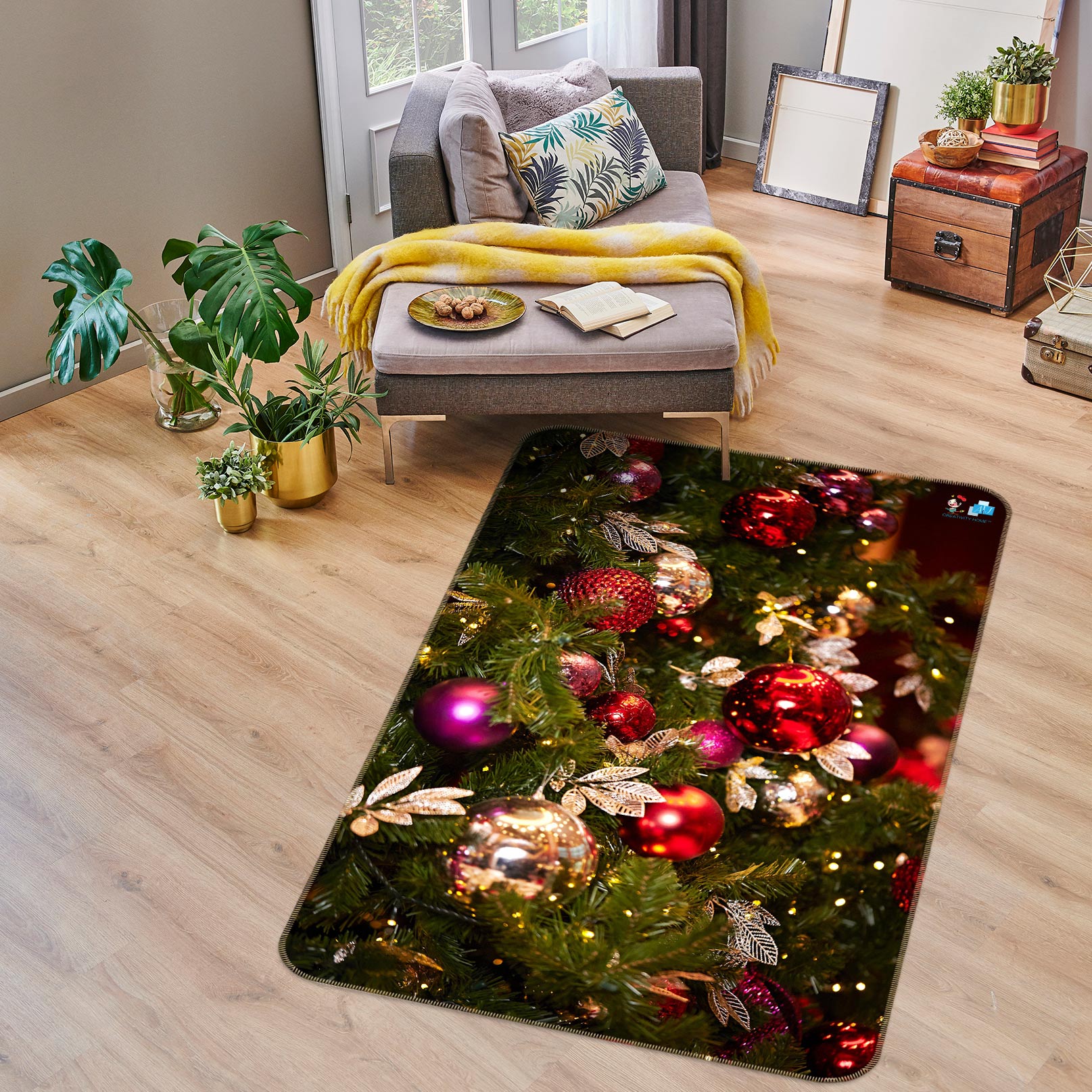 3D Tree Pendant 55045 Christmas Non Slip Rug Mat Xmas