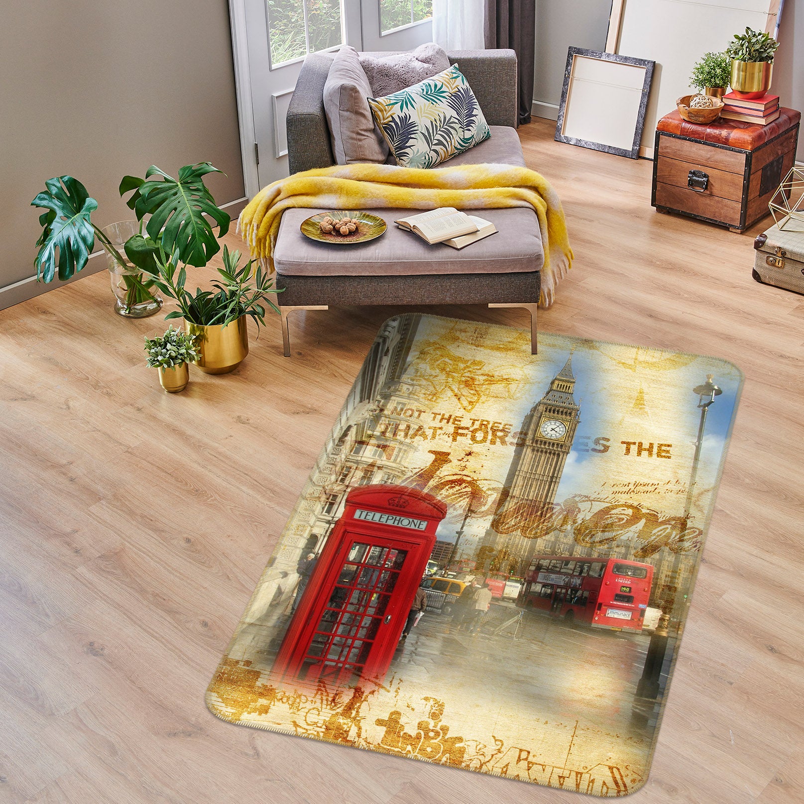 3D Building Telephone Booth 32157 Non Slip Rug Mat