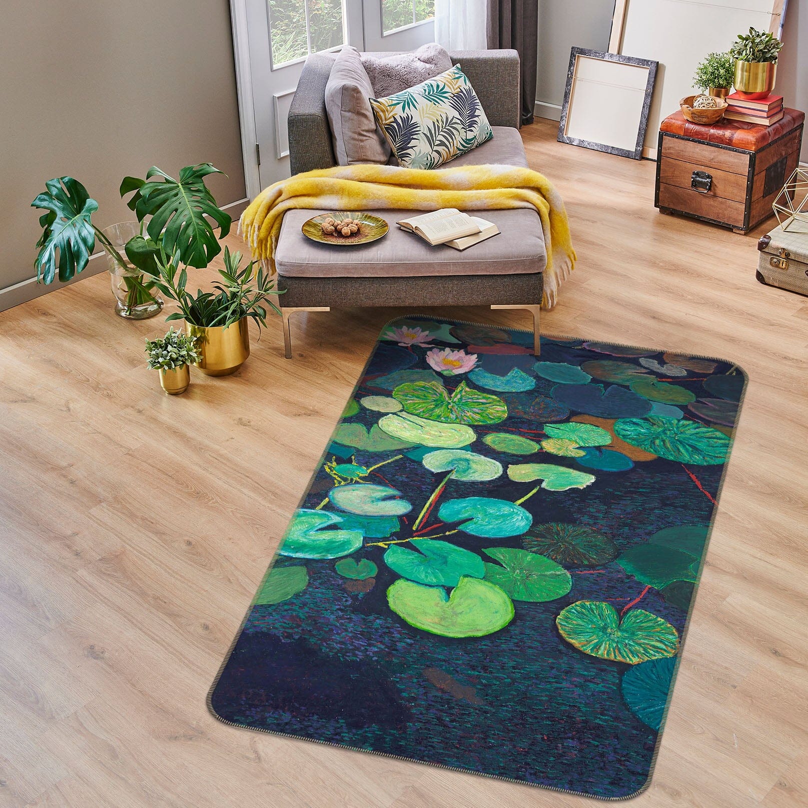 3D Lotus Pond Fish 3011 Allan P. Friedlander Rug Non Slip Rug Mat Mat AJ Creativity Home 