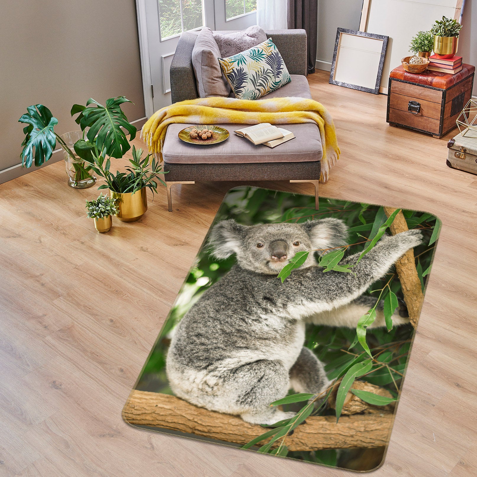 3D Koala Leaves 182 Animal Non Slip Rug Mat