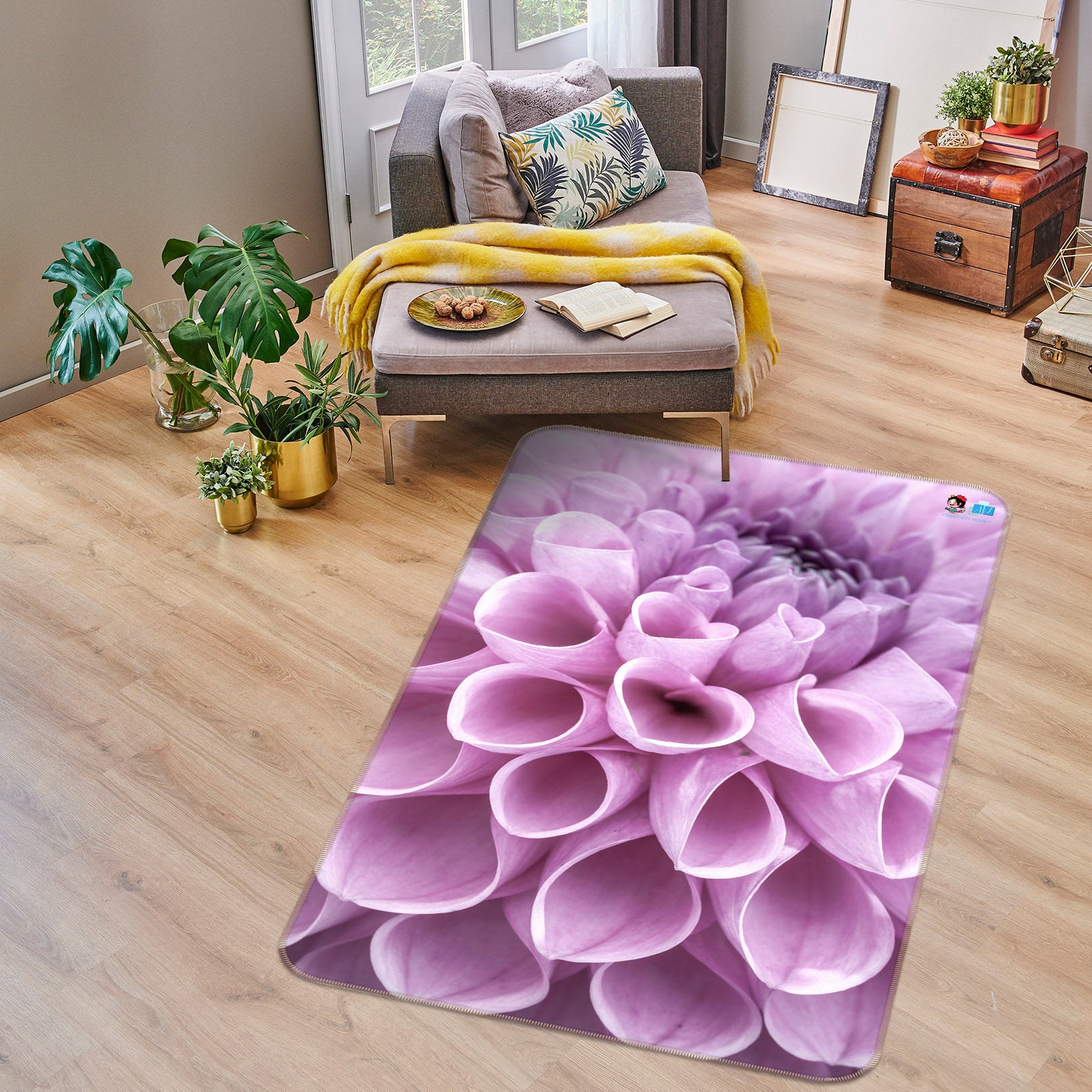 3D Purple Flower 6799 Assaf Frank Rug Non Slip Rug Mat
