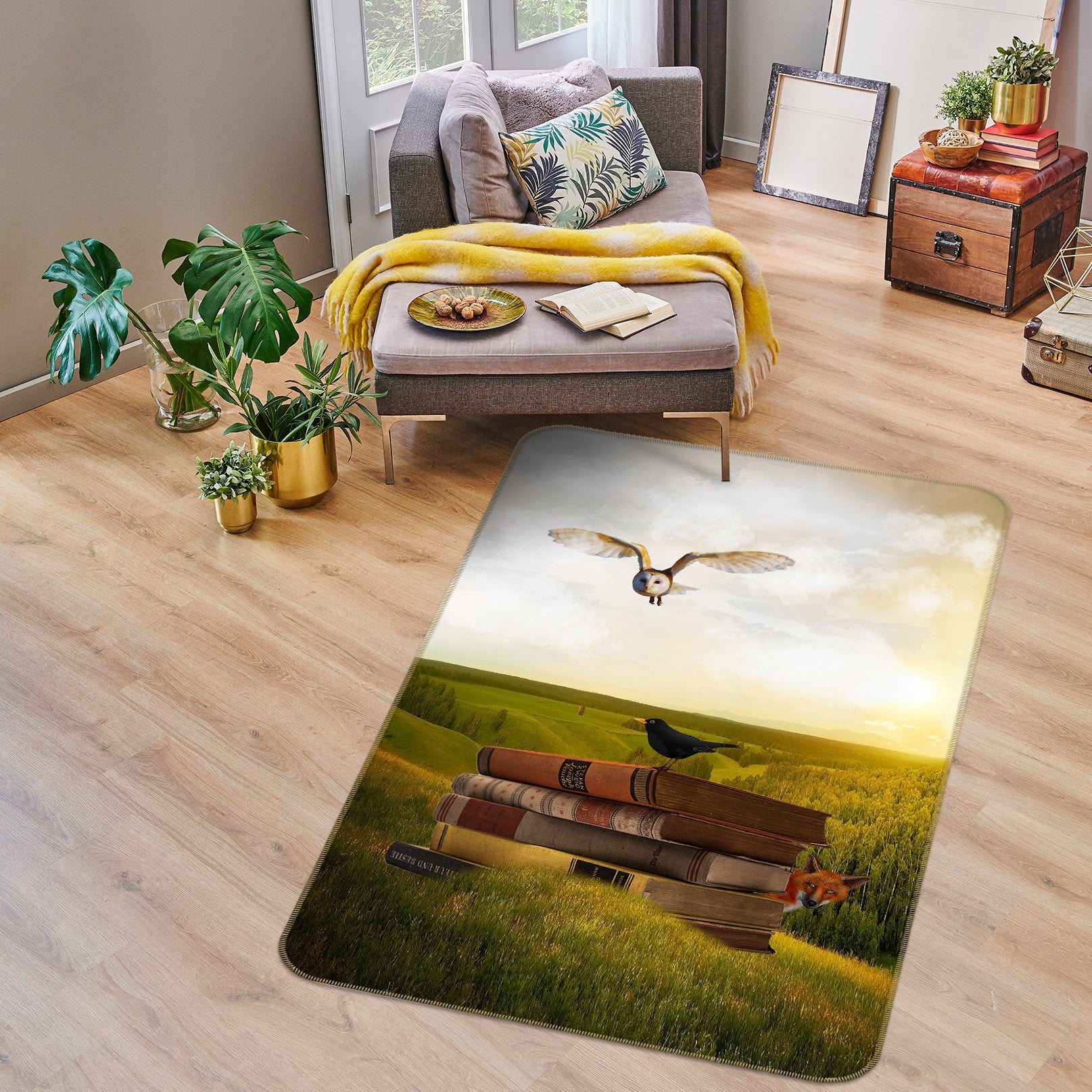 3D Owl Book 36210 Non Slip Rug Mat