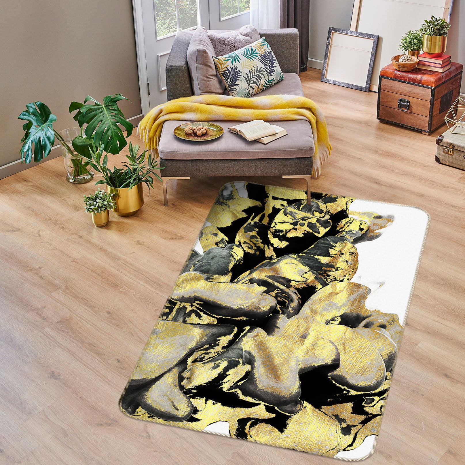 3D Golden Pattern 29231 Non Slip Rug Mat