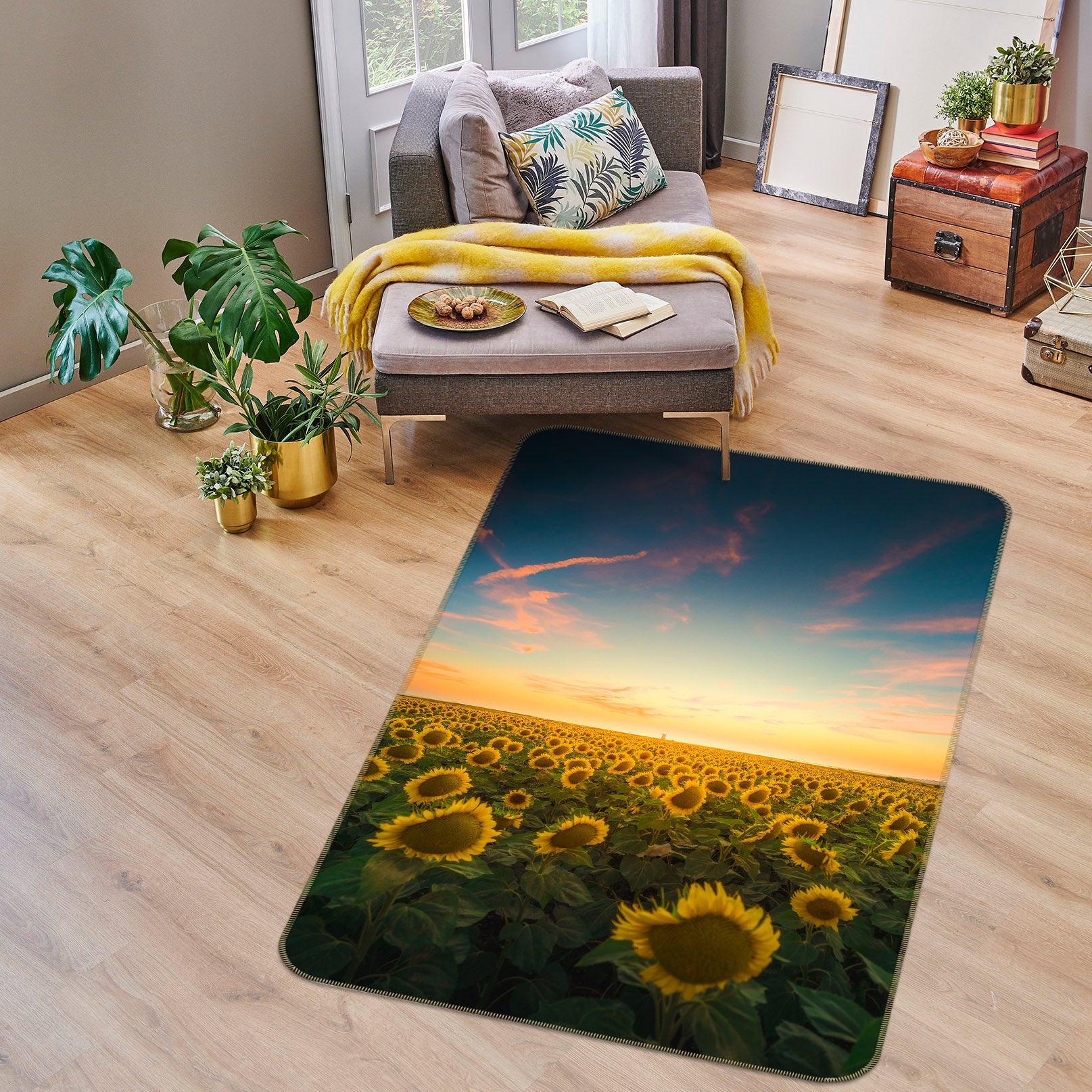 3D Sunflower Bush 29238 Non Slip Rug Mat