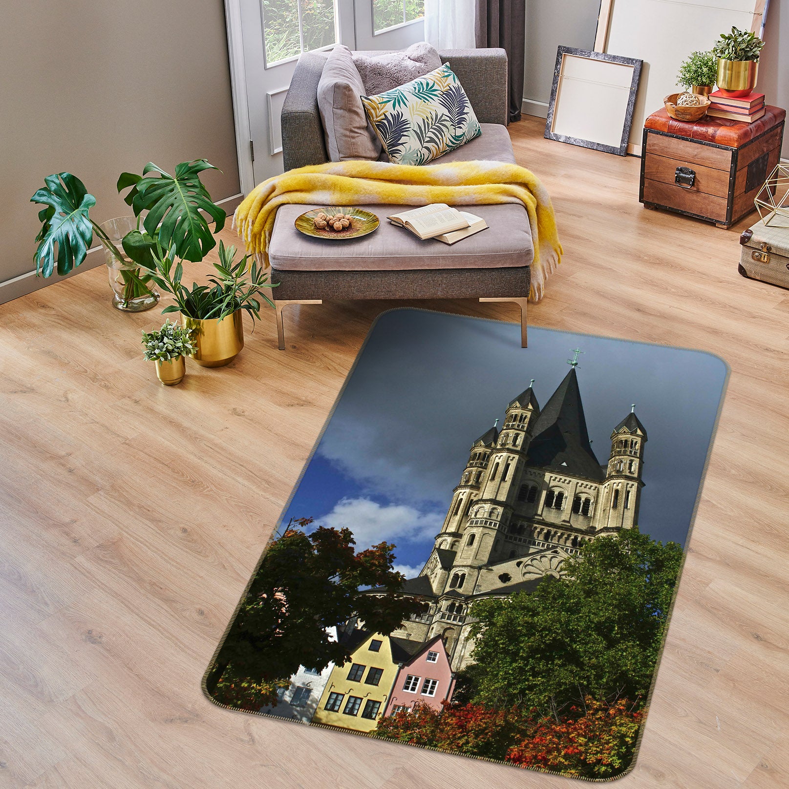 3D Trees Houses 84089 Kathy Barefield Rug Non Slip Rug Mat