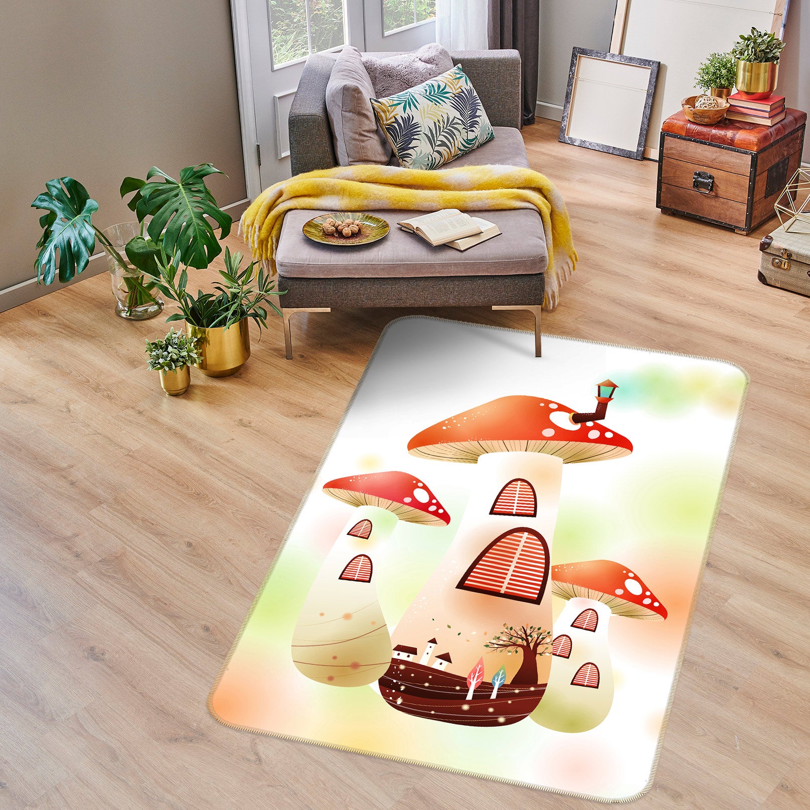 3D Mushroom Hut 76163 Non Slip Rug Mat