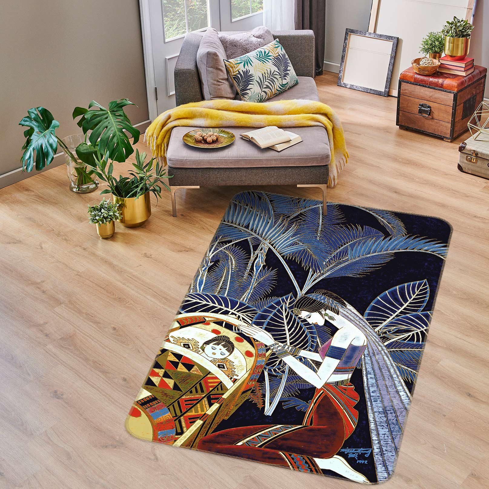3D Leaves Baby Female 76198 Non Slip Rug Mat