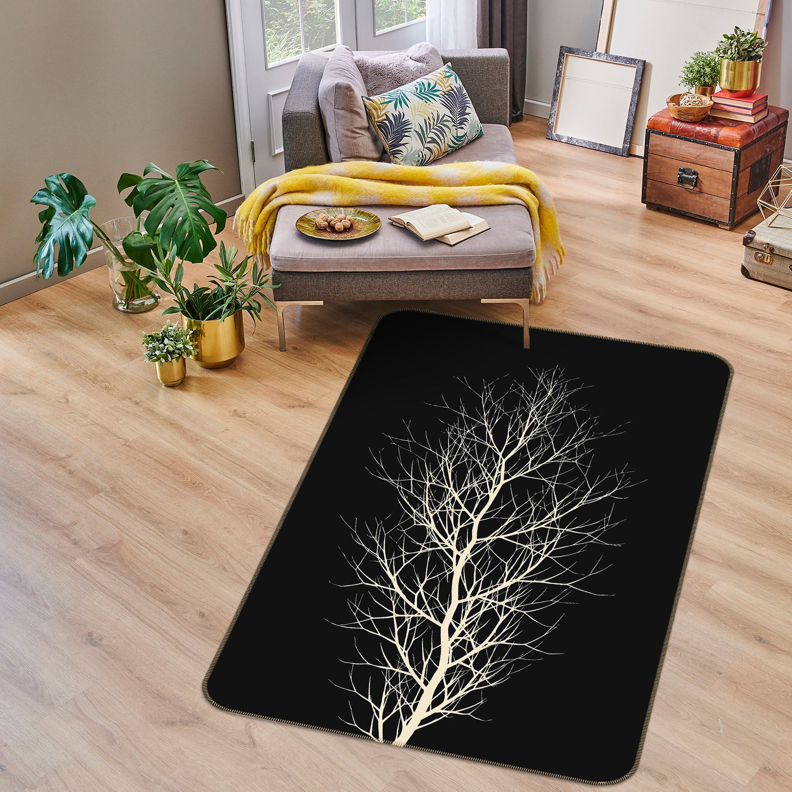 3D White Tree 84145 Boris Draschoff Rug Non Slip Rug Mat