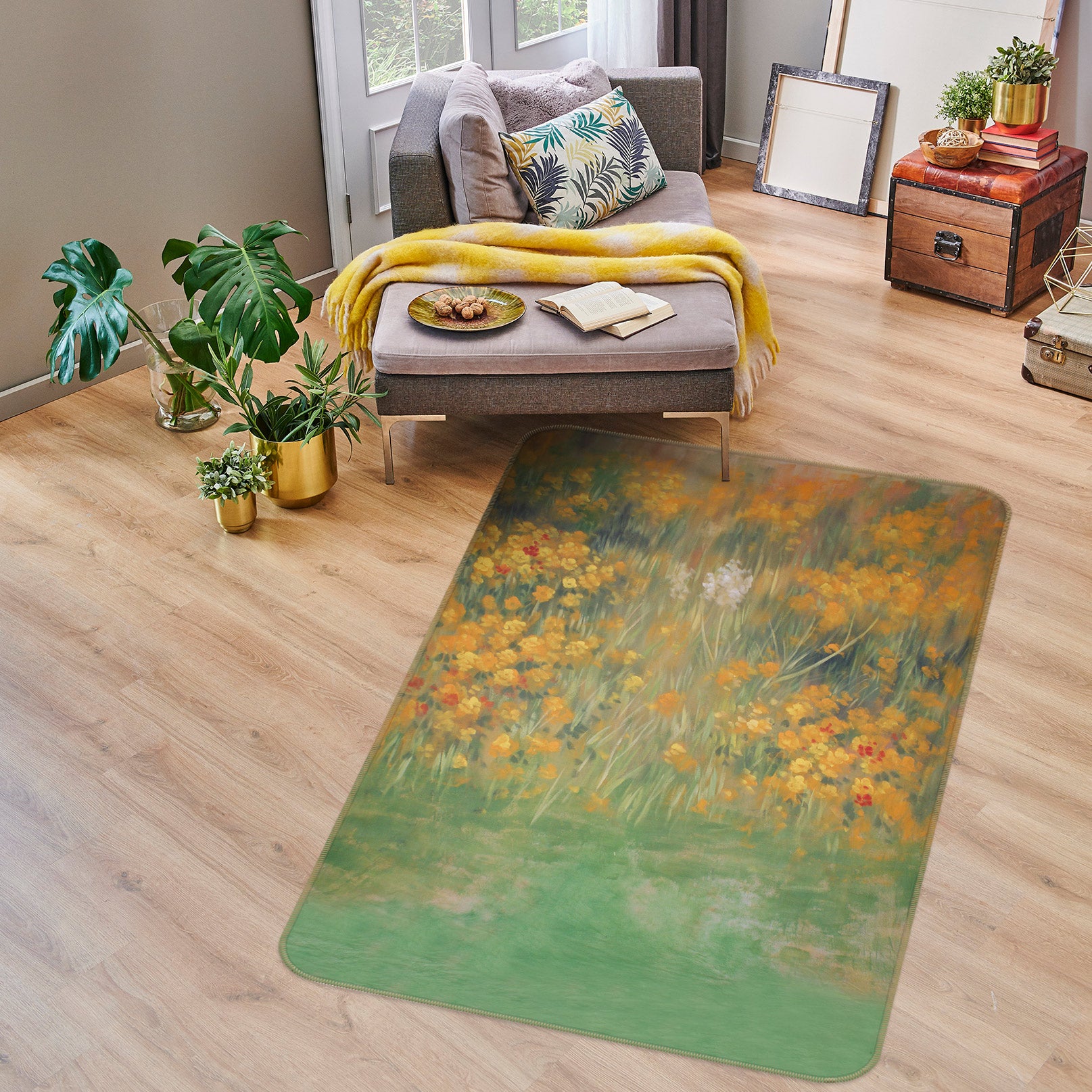 3D Yellow Flower 76101 Non Slip Rug Mat