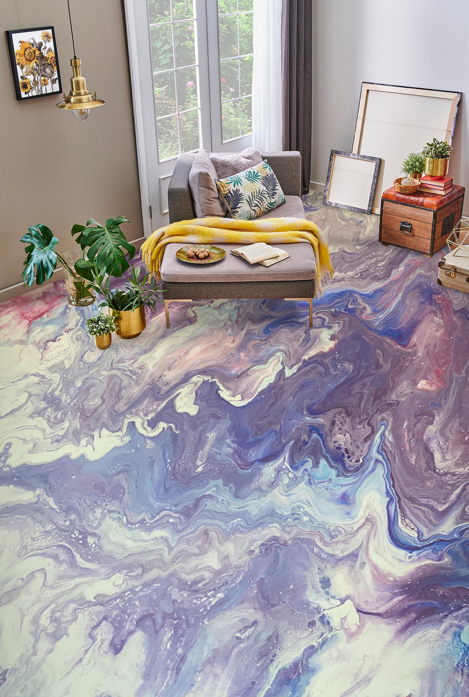 3D Purple Blue Paint Texture 98204 Valerie Latrice Floor Mural