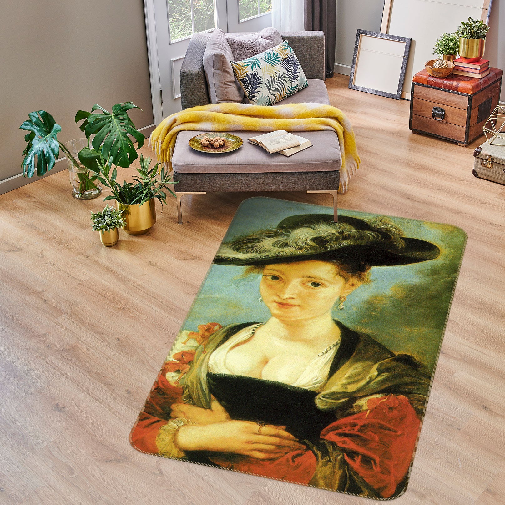 3D Oil Painting Woman 76195 Non Slip Rug Mat
