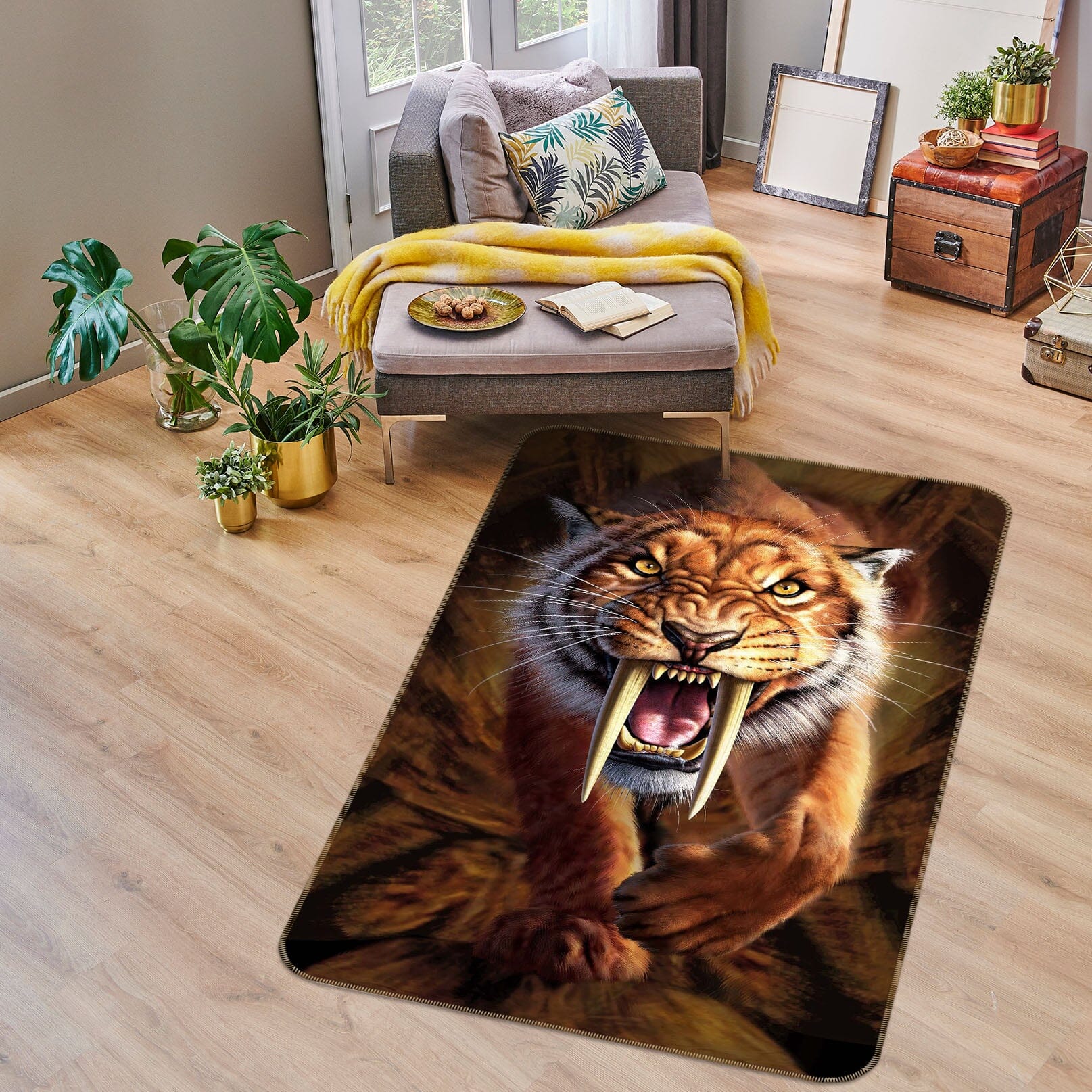 3D Tiger Teeth 1076 Jerry LoFaro Rug Non Slip Rug Mat Mat AJ Creativity Home 