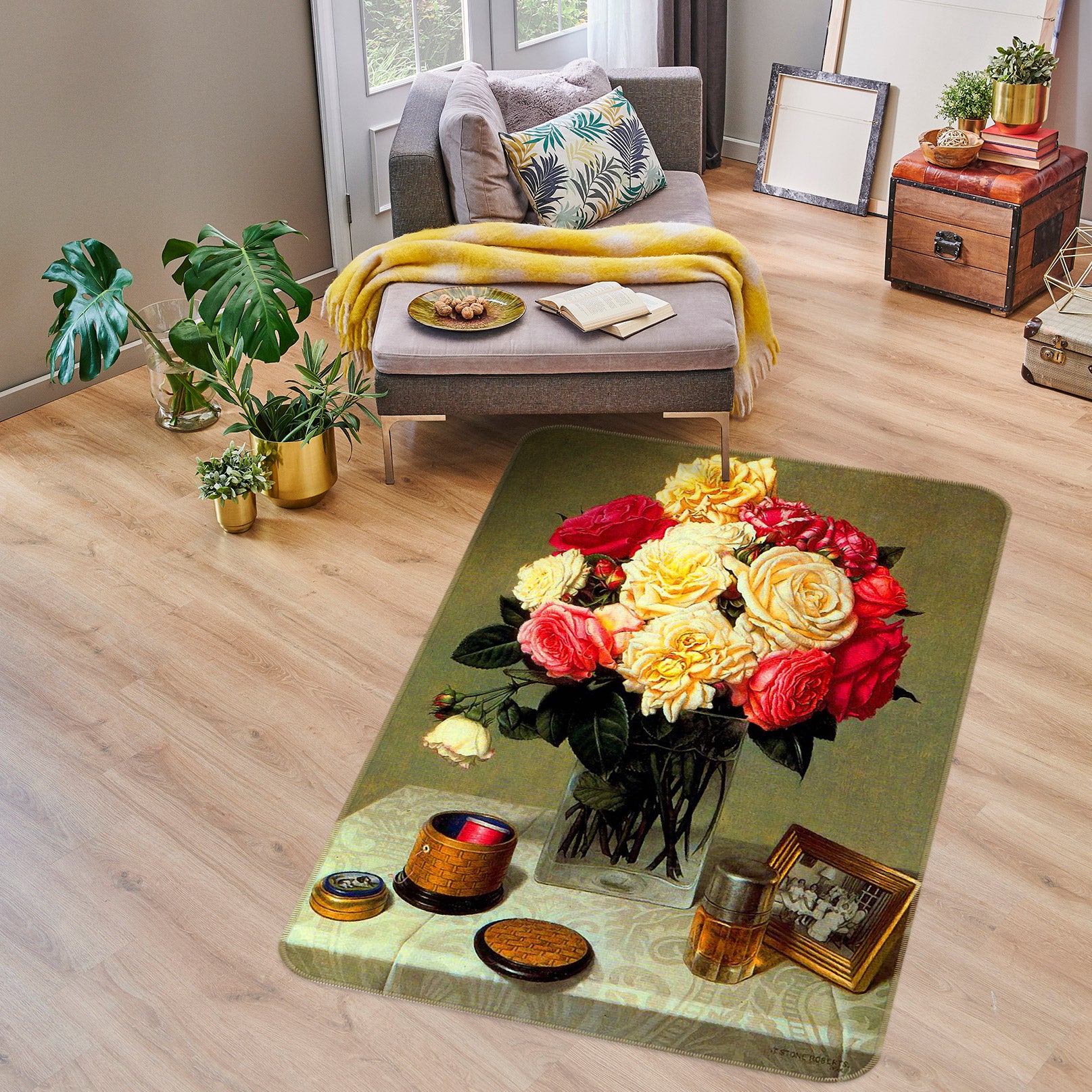 3D Flower Vase 76133 Non Slip Rug Mat