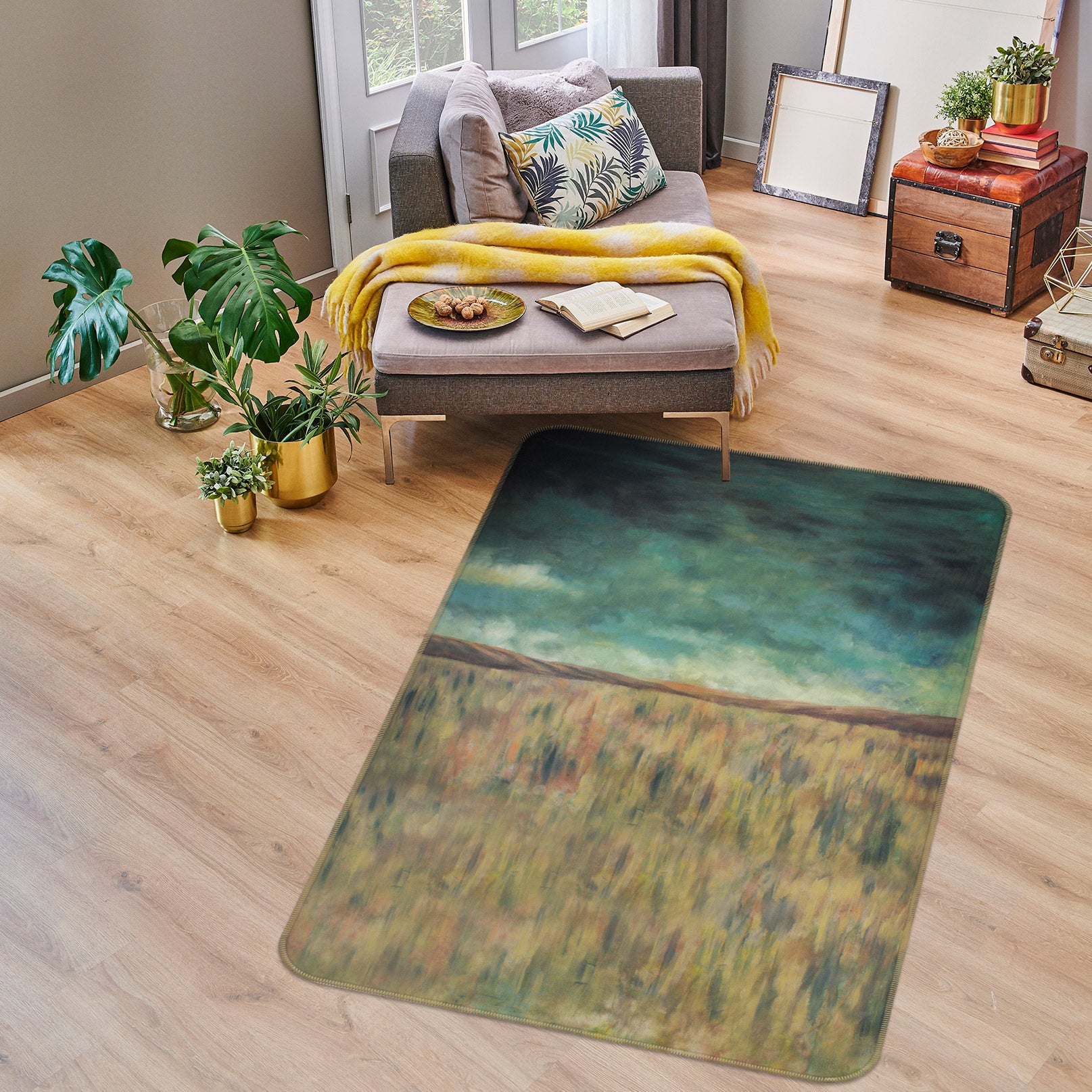 3D Oil Painting Grass 76096 Non Slip Rug Mat