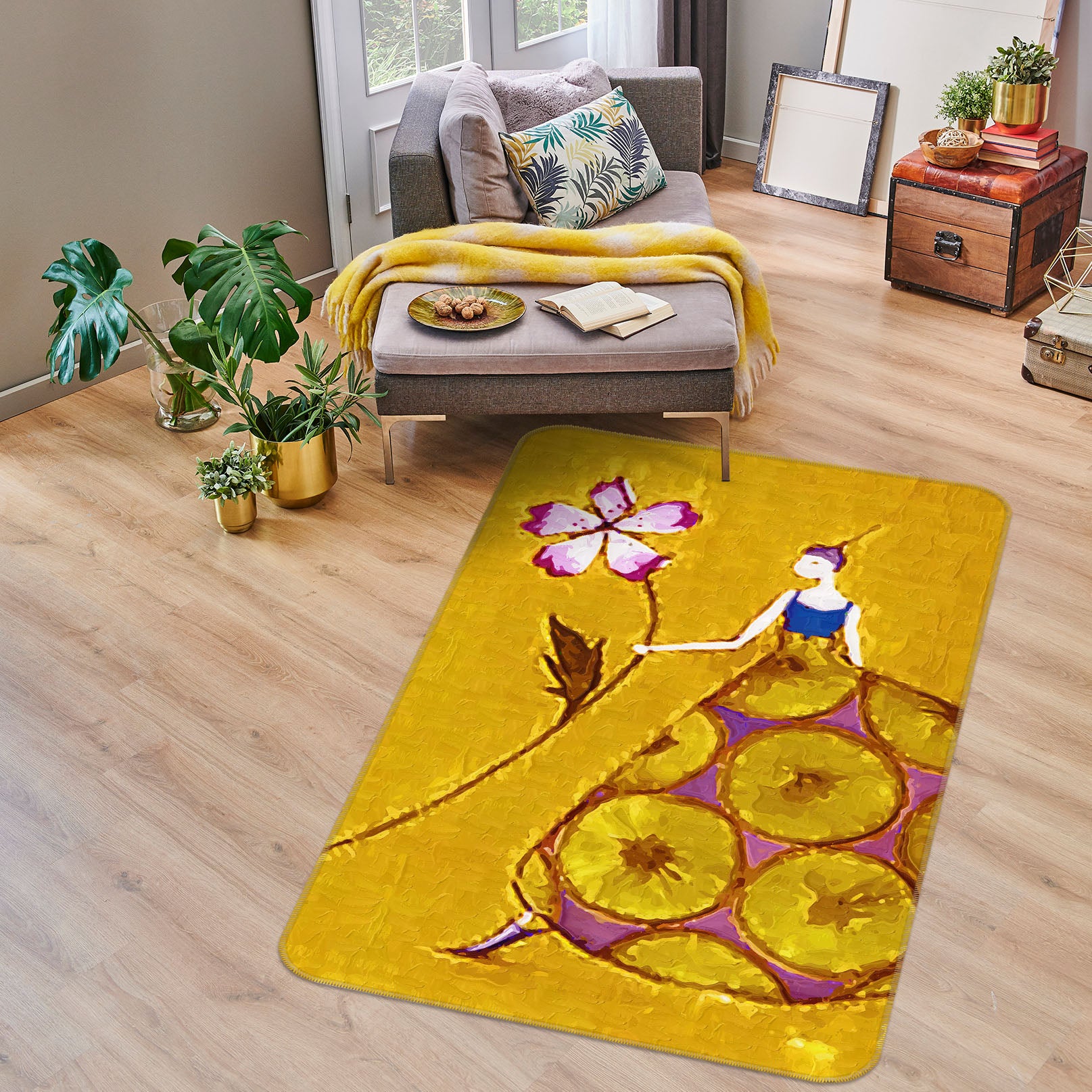 3D Flower Girl 33235 Non Slip Rug Mat