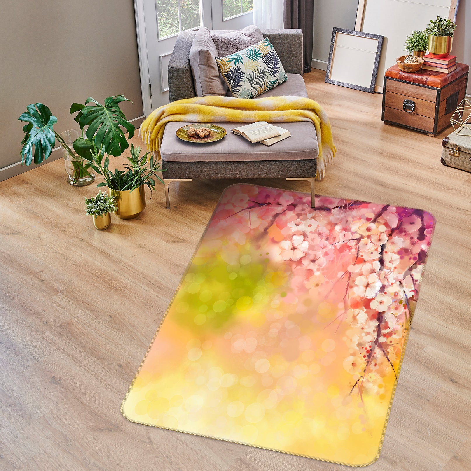 3D Cherry Blossoms 33052 Non Slip Rug Mat
