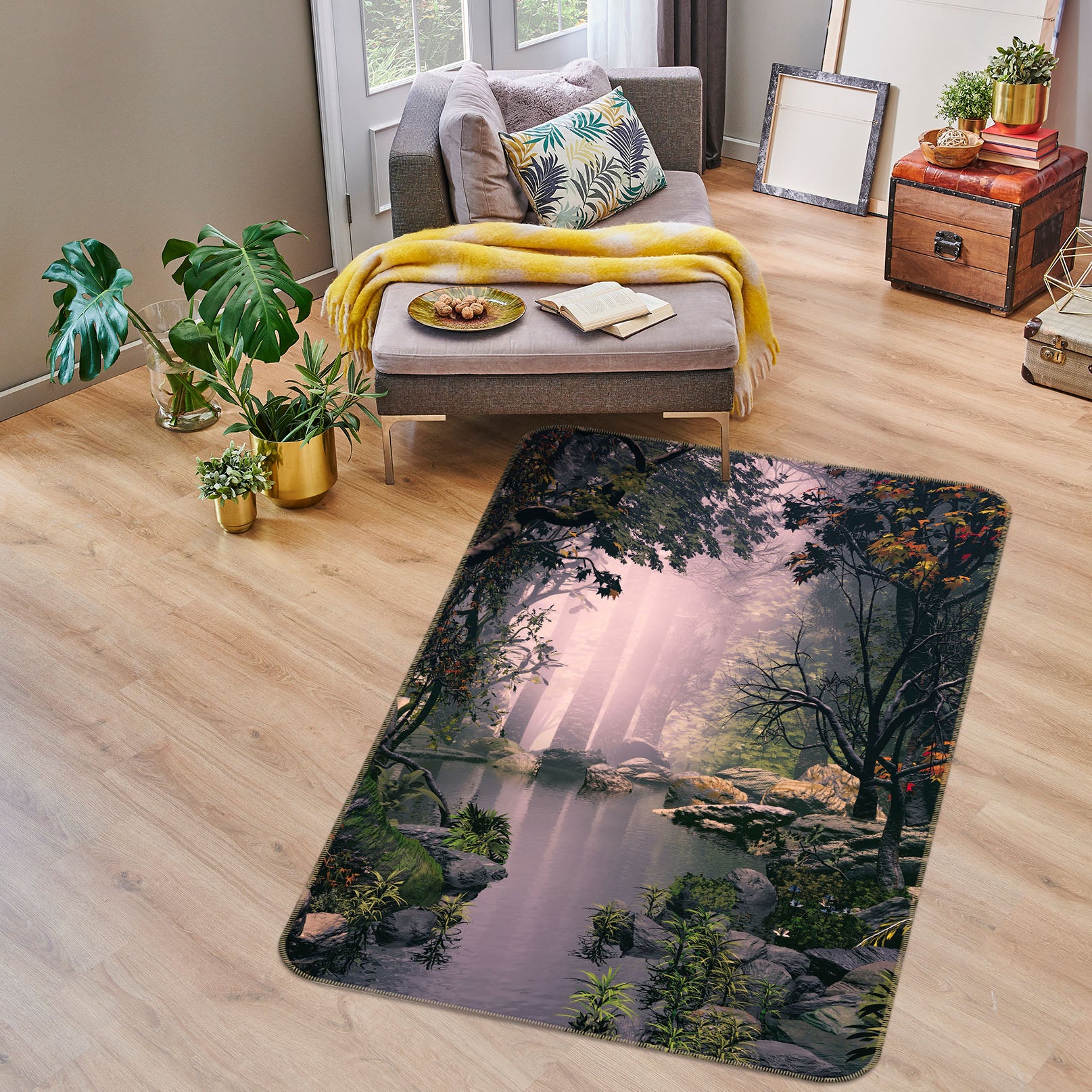 3D Woods Lake 26155 Non Slip Rug Mat
