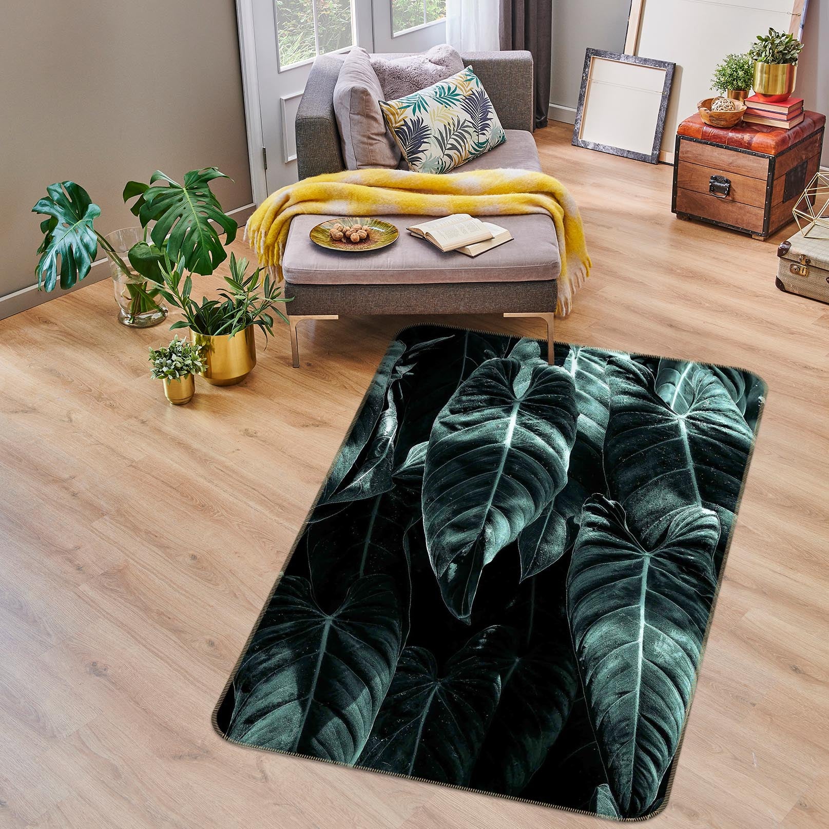 3D Leaves 84141 Boris Draschoff Rug Non Slip Rug Mat